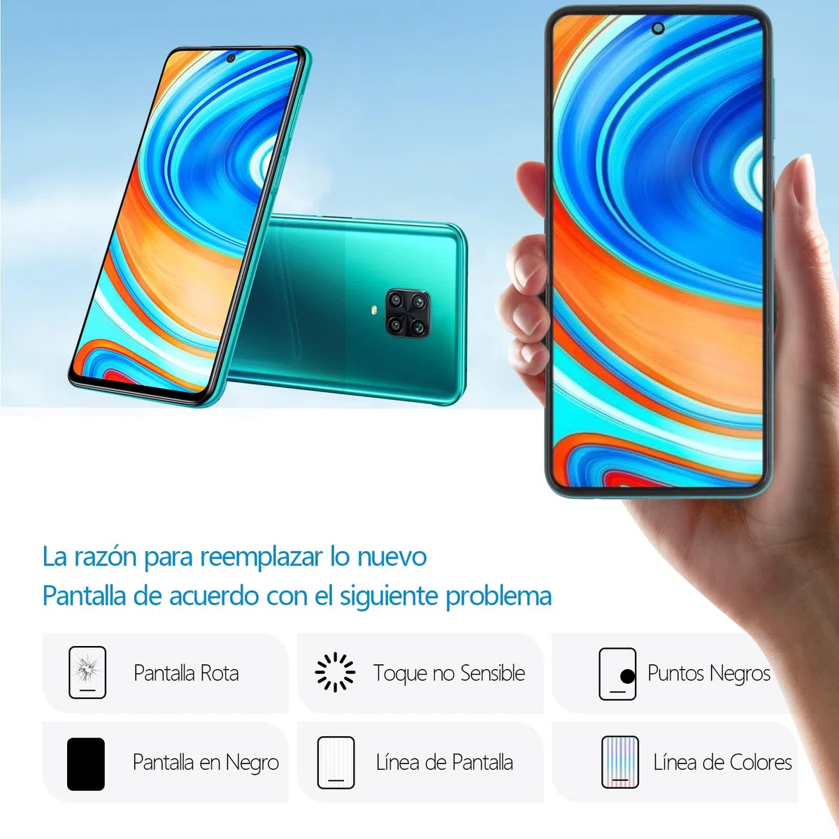 RongZy para Xiaomi Redmi Note 9S/Note 9 Pro Reemplazo de Pantalla Táctil LCD + Compatible con Redmi Note 9S/Note 9 Pro el Kit de Herramientas de la Pantalla de Montaje del Teléfono(Verde con Marco)
