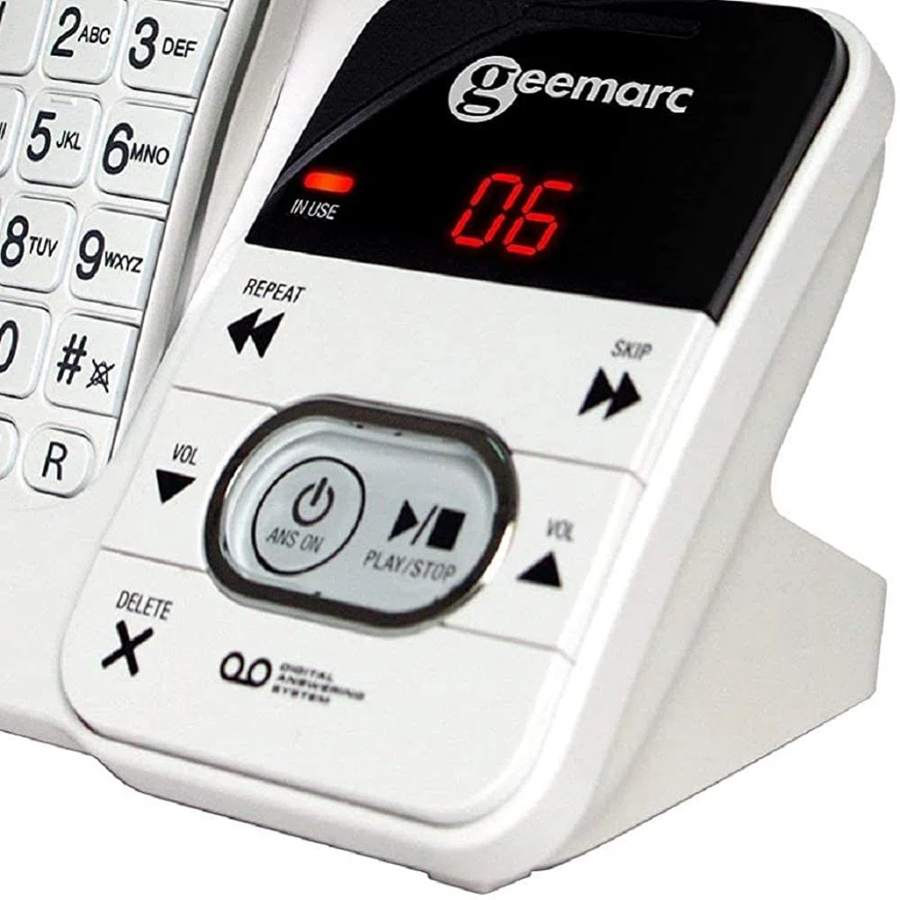 Geemarc - Amplidect 295-2 Teléfono Dúo Inalámbrico con Contestador Automático - Timbre Fuerte Ajustable (+80dB) con Flash | Identificador de Llamadas - Compatible con Audífonos