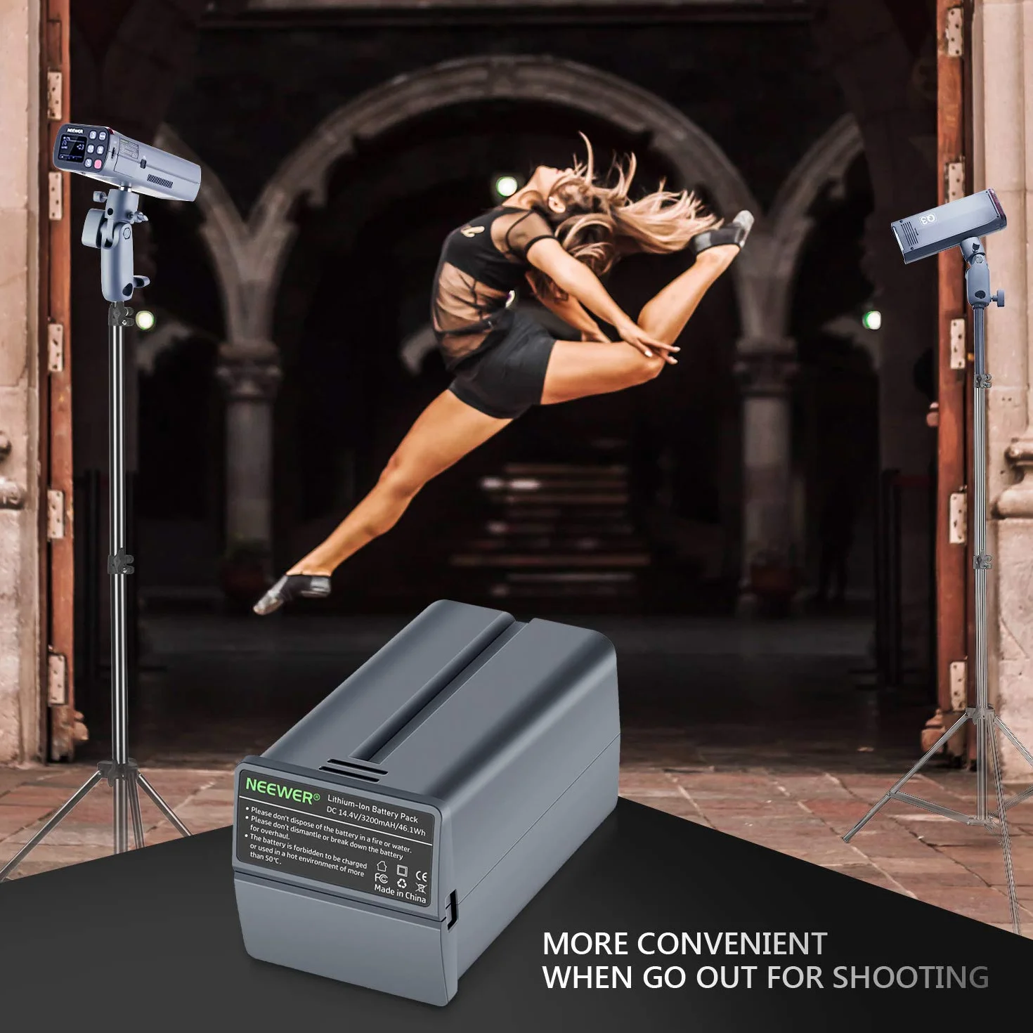 NEEWER 14,4 V 3200 mAh Li-Ion - Batería Flash Recargable de Alta Capacidad Compatible con NEEWER Q3 y Q3 (2ª versión) Flash Strobe