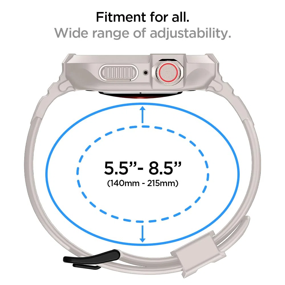 Spigen Funda y Correa Rugged Armor Pro de TPU Compatible con Apple Watch Series 9 8 7 45mm y Series SE2 6 5 SE 4 44mm