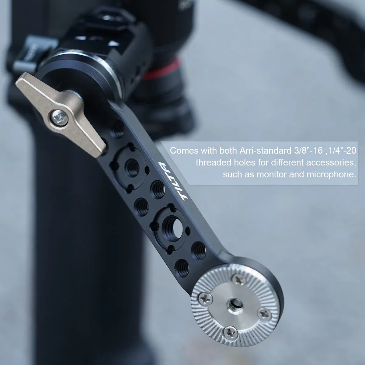 TILTAING Brazo Extensor de Roseta para cardán dji RS2 RSC2 con múltiples roscas de 1/4"-20 y 3/8"-16, Compatible con Cualquier conexión de Roseta estándar ARRI TGA-Rea