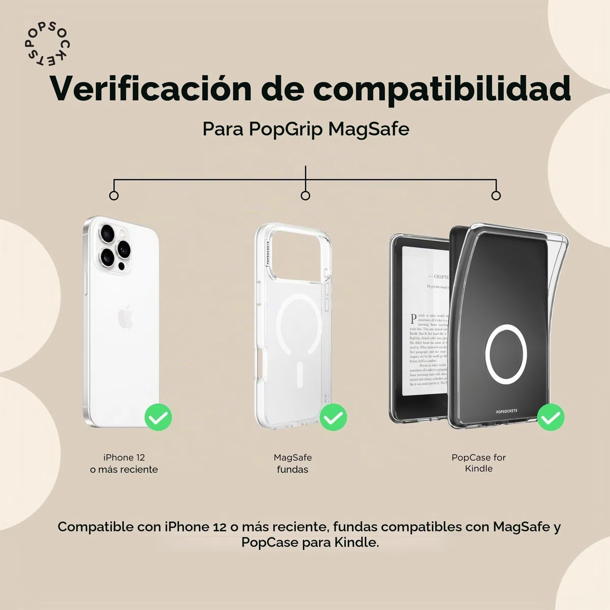 PopSockets: PopGrip para MagSafe - Soporte y Agarre para Teléfonos Móviles y Carcasas con un Top Intercambiable - Anillo Adaptador para MagSafe Incluido - Black