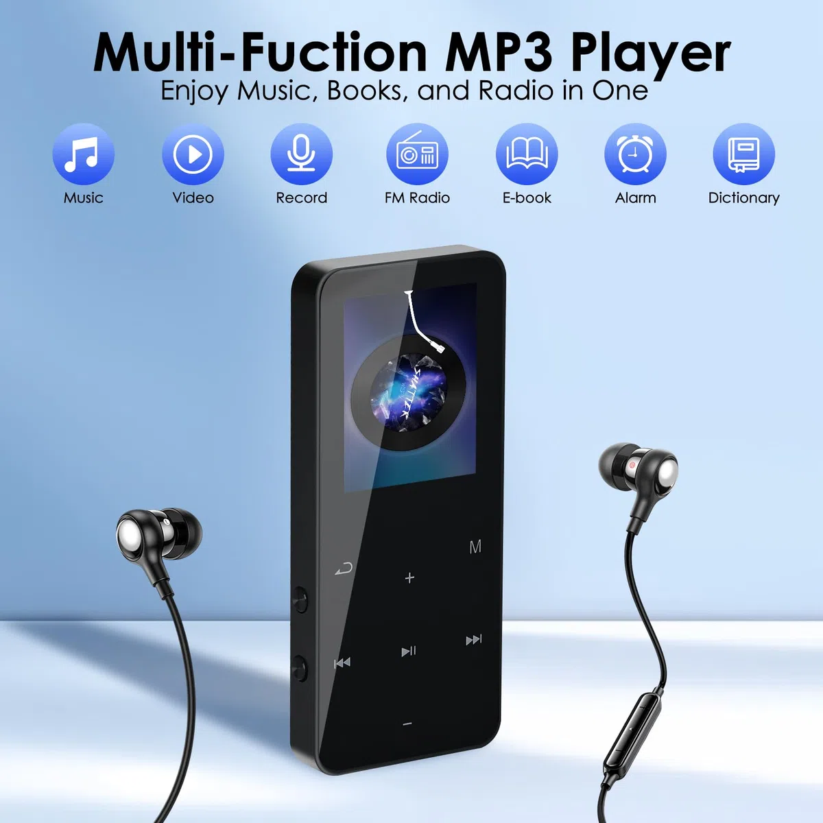 Reproductor MP3 de 24 GB con Bluetooth, reproductores de audio digital MP3 con altavoz, radio FM, reproductor de video, grabadora de voz, función de libro electrónico, sonido HiFi sin pérdidas