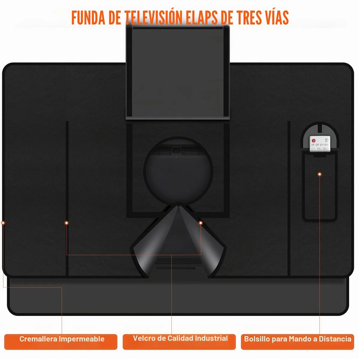 Housse de Protection pour TV d'Extérieur, Protections Écrans TV de 52 à 55 Pouces, en Tissu Oxford 600D, Étanche, Anti-Poussière, Résistante aux Intempéries, Compatible avec Supports Standards