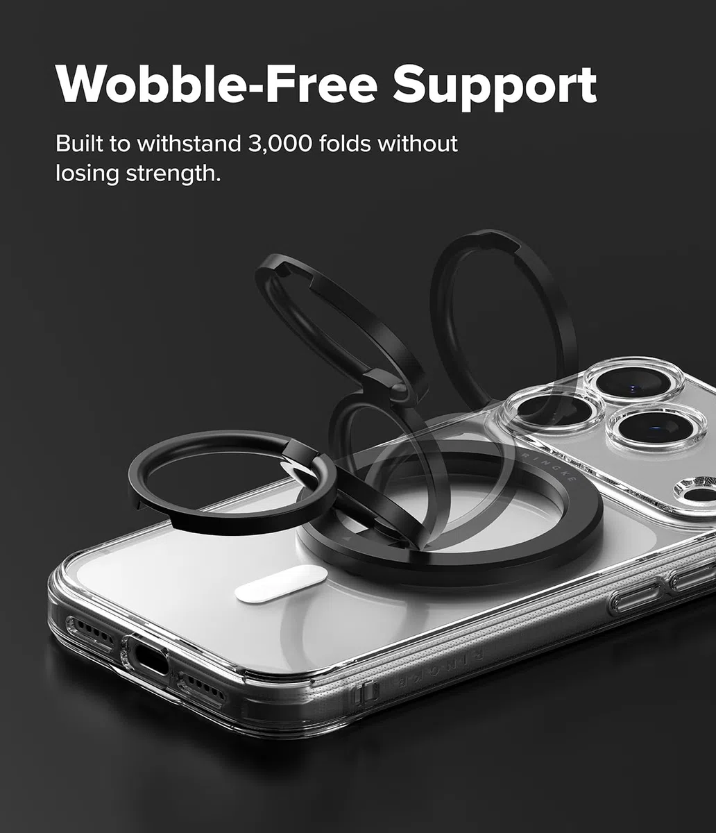 Ringke Dual Magnetic Smart Ring [Compatible con MagSafe] Soporte con Agarre, Doble Imán Potente, Soporte Plegable de 3 Niveles para Gimnasio, iPhone, Galaxy, Pixel - Black
