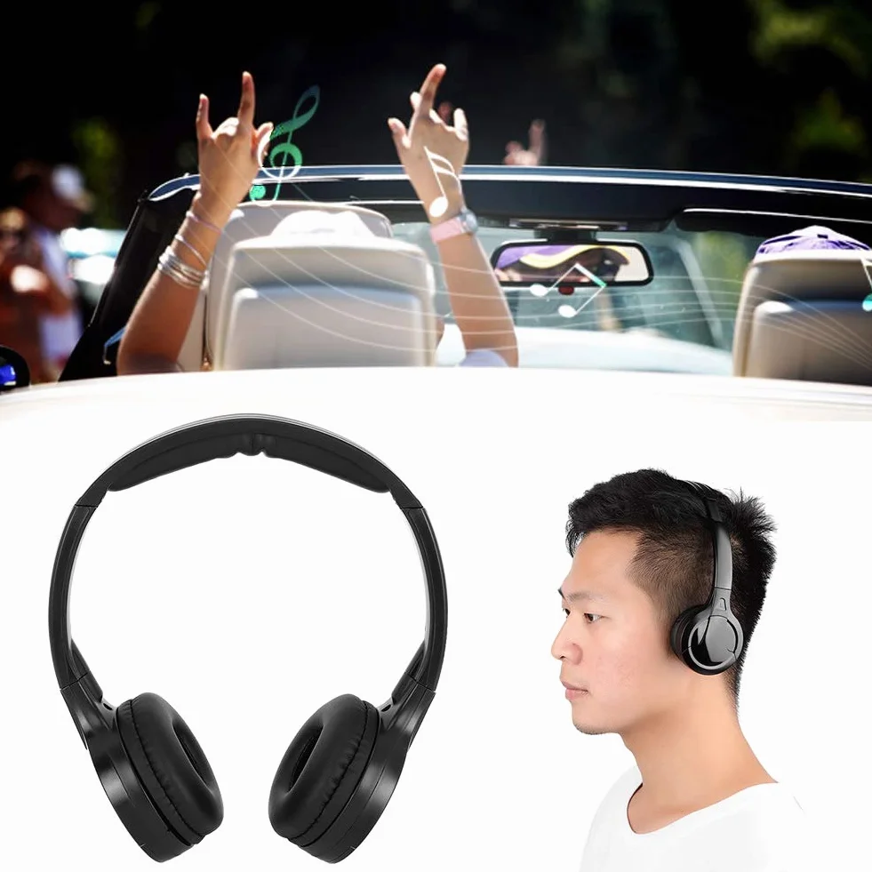 Auriculares para coche, Akozon Auriculares de audio estéreo infrarrojo infrarrojo inalámbrico de 2 canales para DVD para reposacabezas