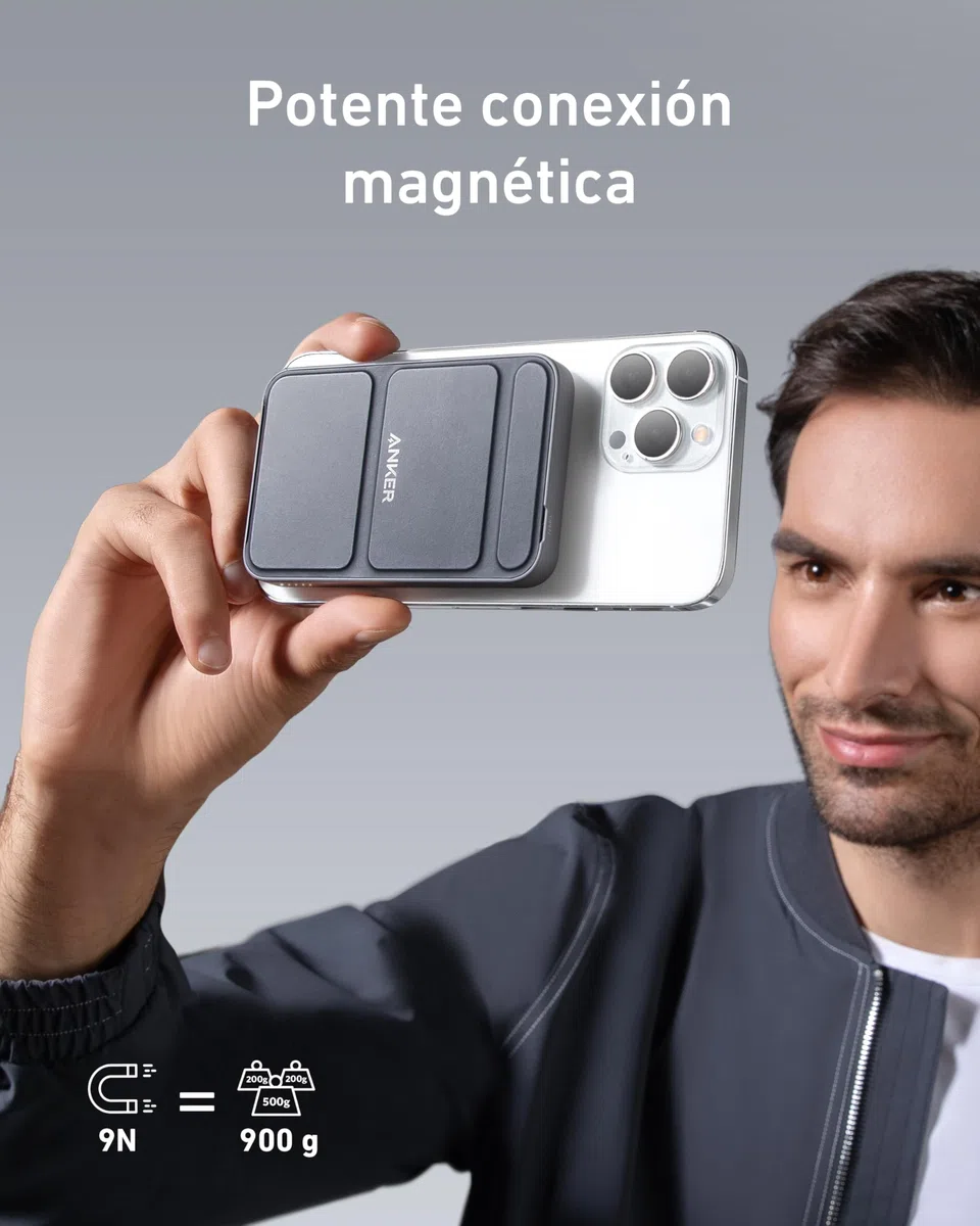 Anker 622 MagGo - Banco de energía magnético inalámbrico (5000 mAh, Plegable, con USB-C para iPhone 17/16/15 Series, interestelar)