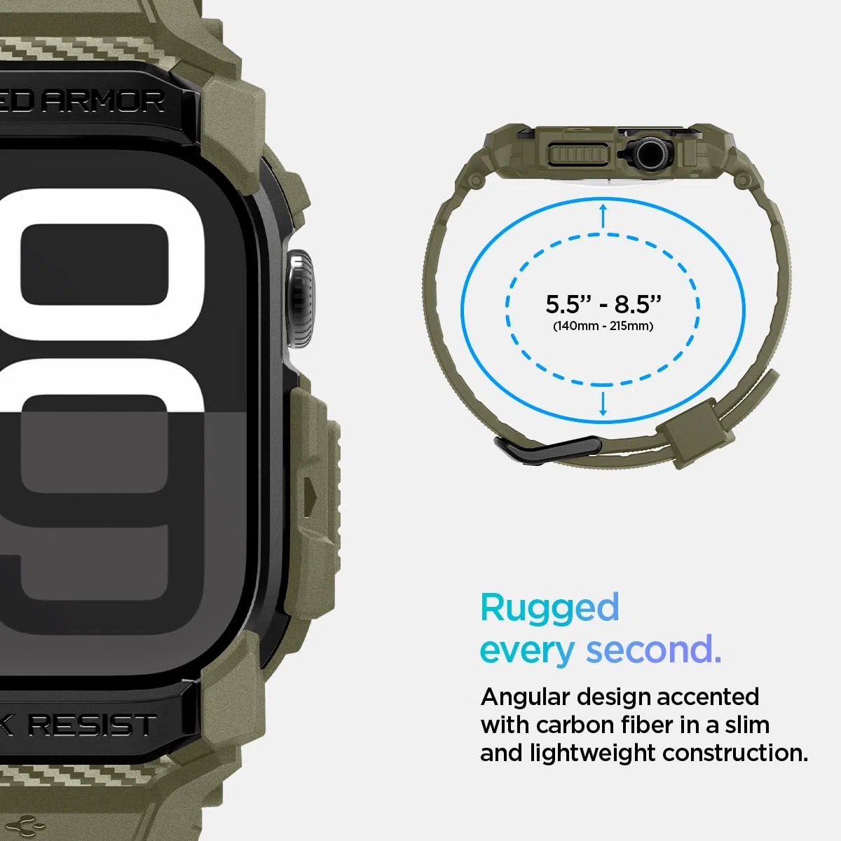 Spigen Rugged Armor Pro Funda con correa de TPU Compatible con Apple Watch Serie 11/10 46mm (2025/2024)