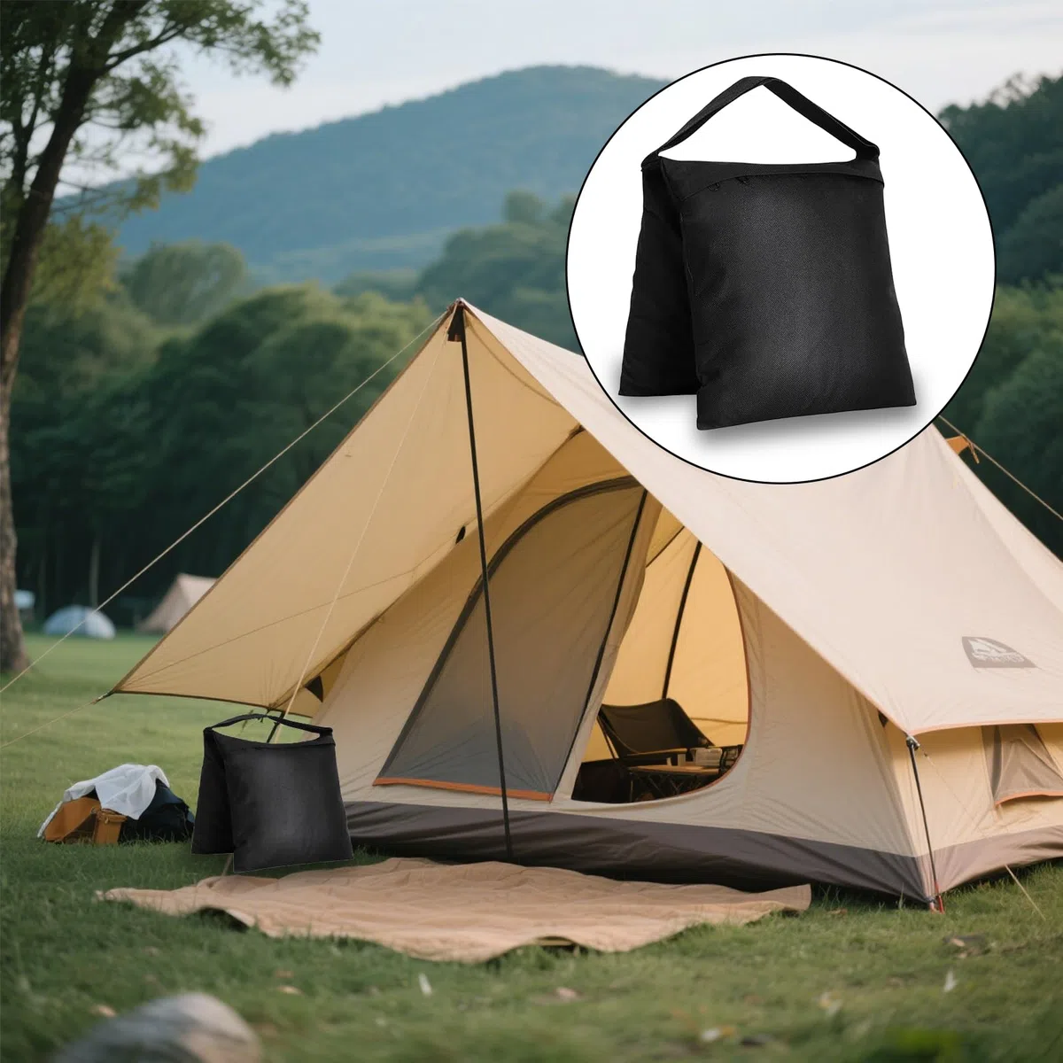 Lote de 4 bolsas de arena, 27 x 58,5 cm, lastre Oxford 600D con gancho y bolsa de plástico, para trípode de fotografía, estudio fotográfico, tienda, sombrilla