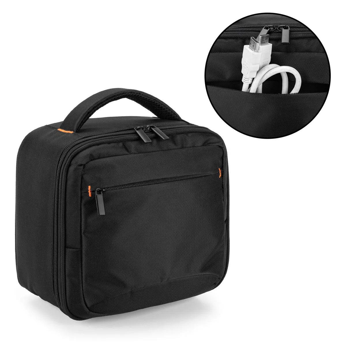 CURMIO Estuche para Proyector, Bolsa para Proyector Mini con Divisor Desmontable Compatible con el Mini Proyector DR.J Professional y QKK, Negro (Sola Bolsa)
