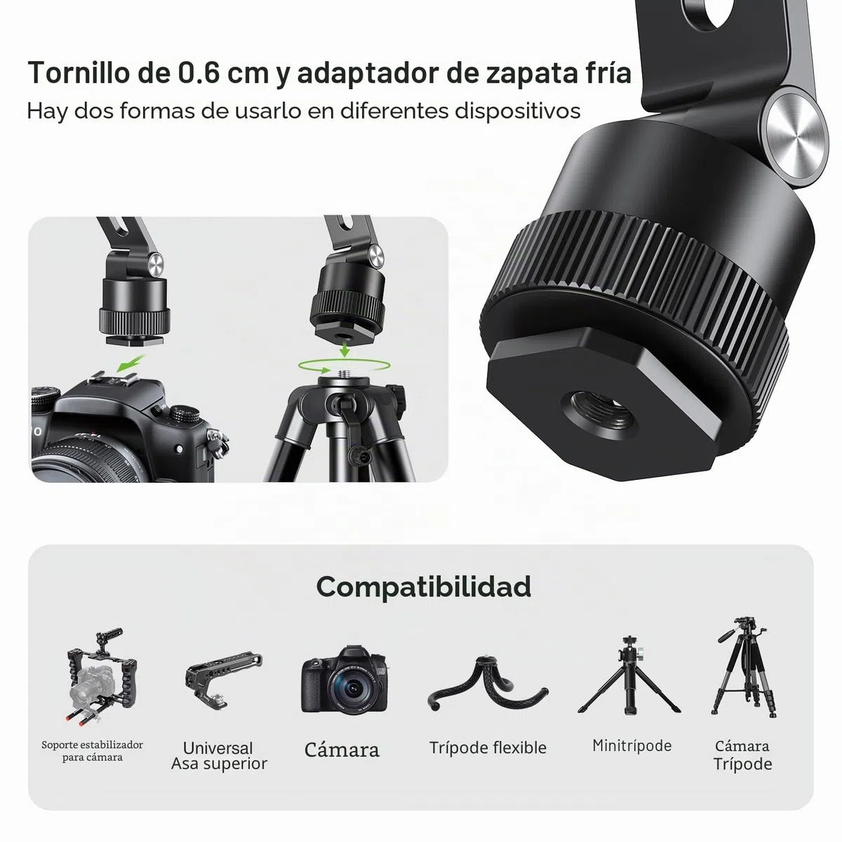 elitehood Soporte Móvil Trípode Magnético Adaptador- Base Giratoria 360°, Compatible MagSafe, Tornillo 1/4", Inclinación 180° para Cámaras/Trípodes/Luces Anulares