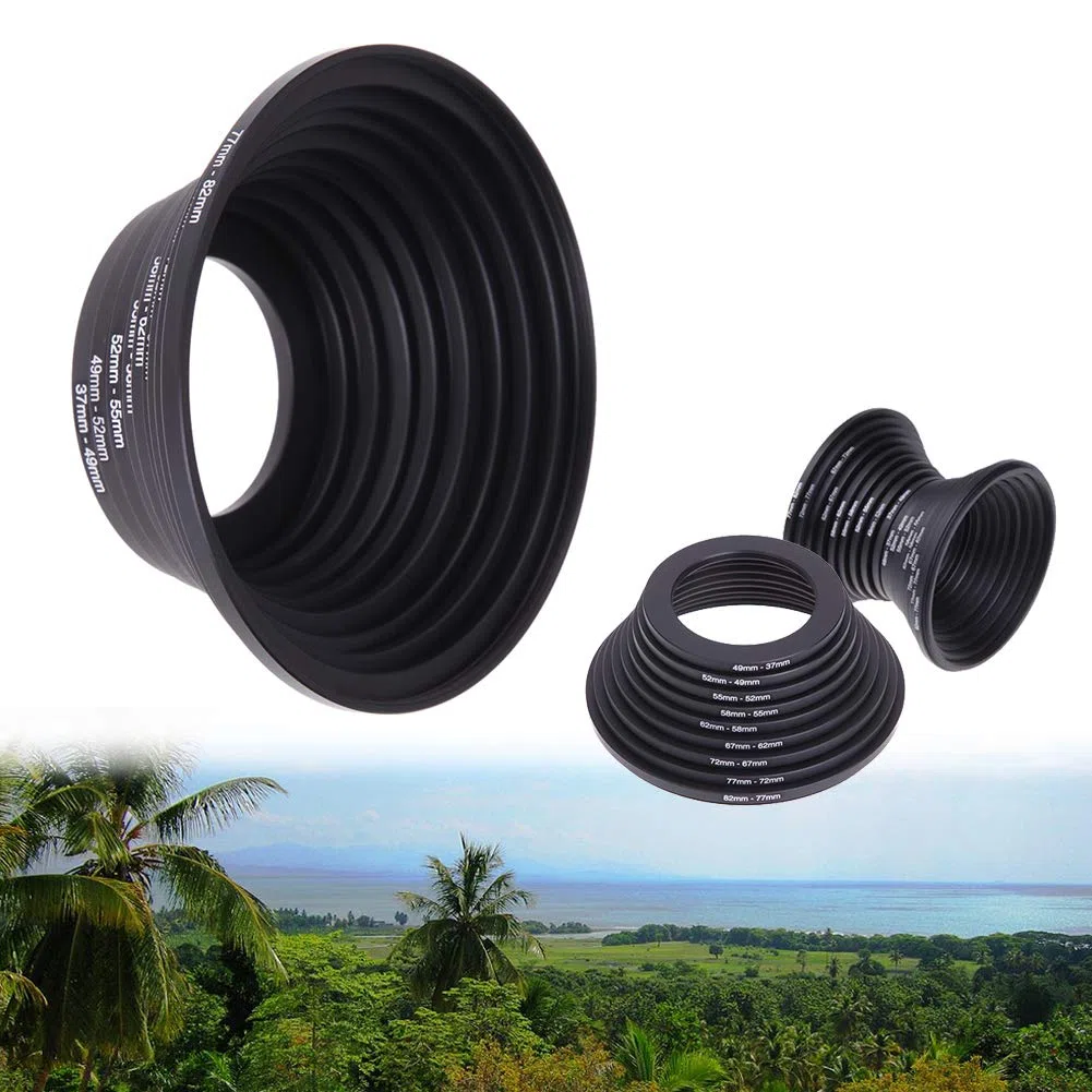 Step Up/Down Lens Filter Ring Adapter Set 37-82 mm, 18 Piezas de Filtro de Objetivo de cámara Metal Stepping Rings Kit Filter Filter Adapter Set Step Up Down Accesorios para Cano-n