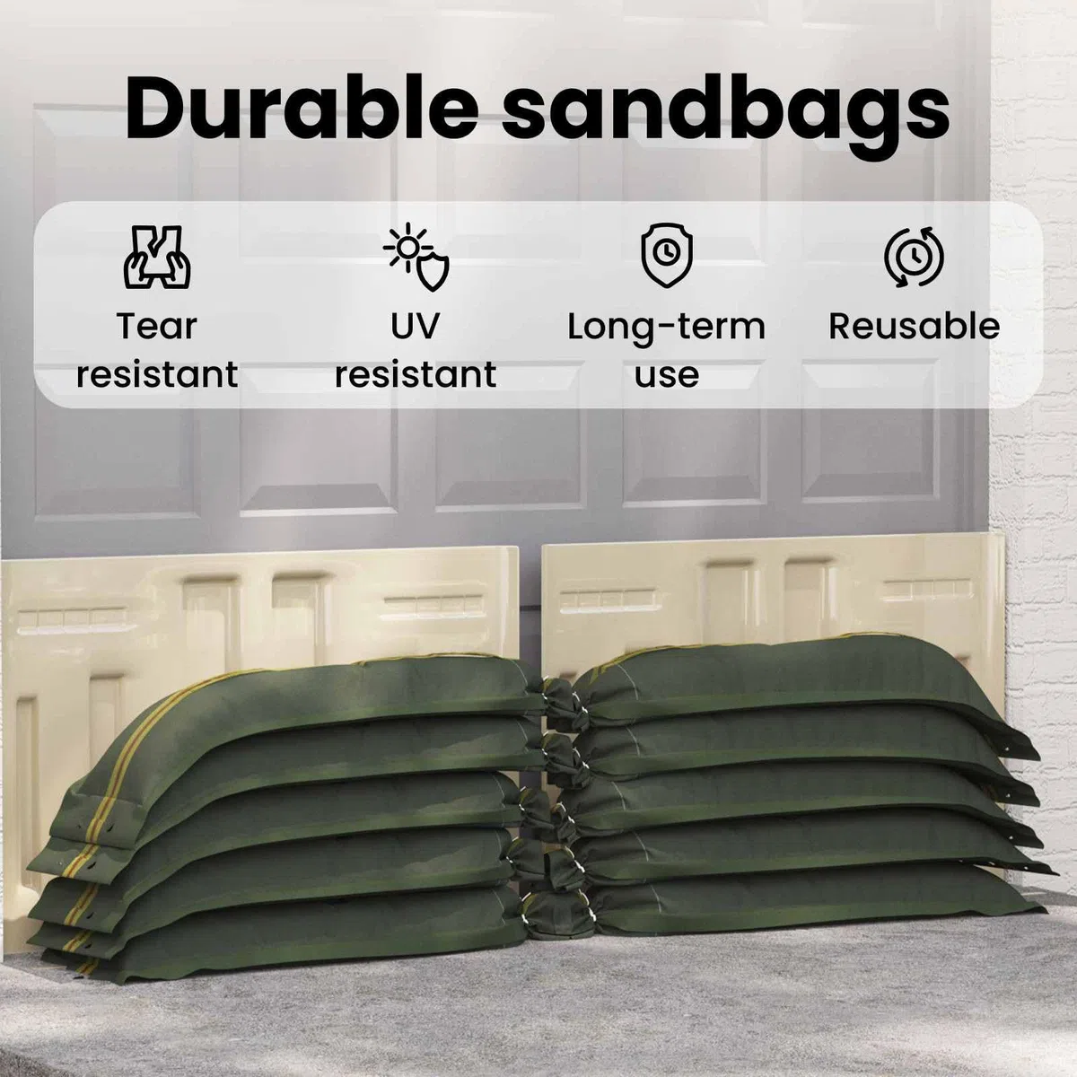 vidaXL Sacos de Arena 10 pcs Verde 120 x 27 cm HDPE, Bolsas de Arena industriales, Reutilizables para controlar Suelos, eficientes en prevención de inundaciones