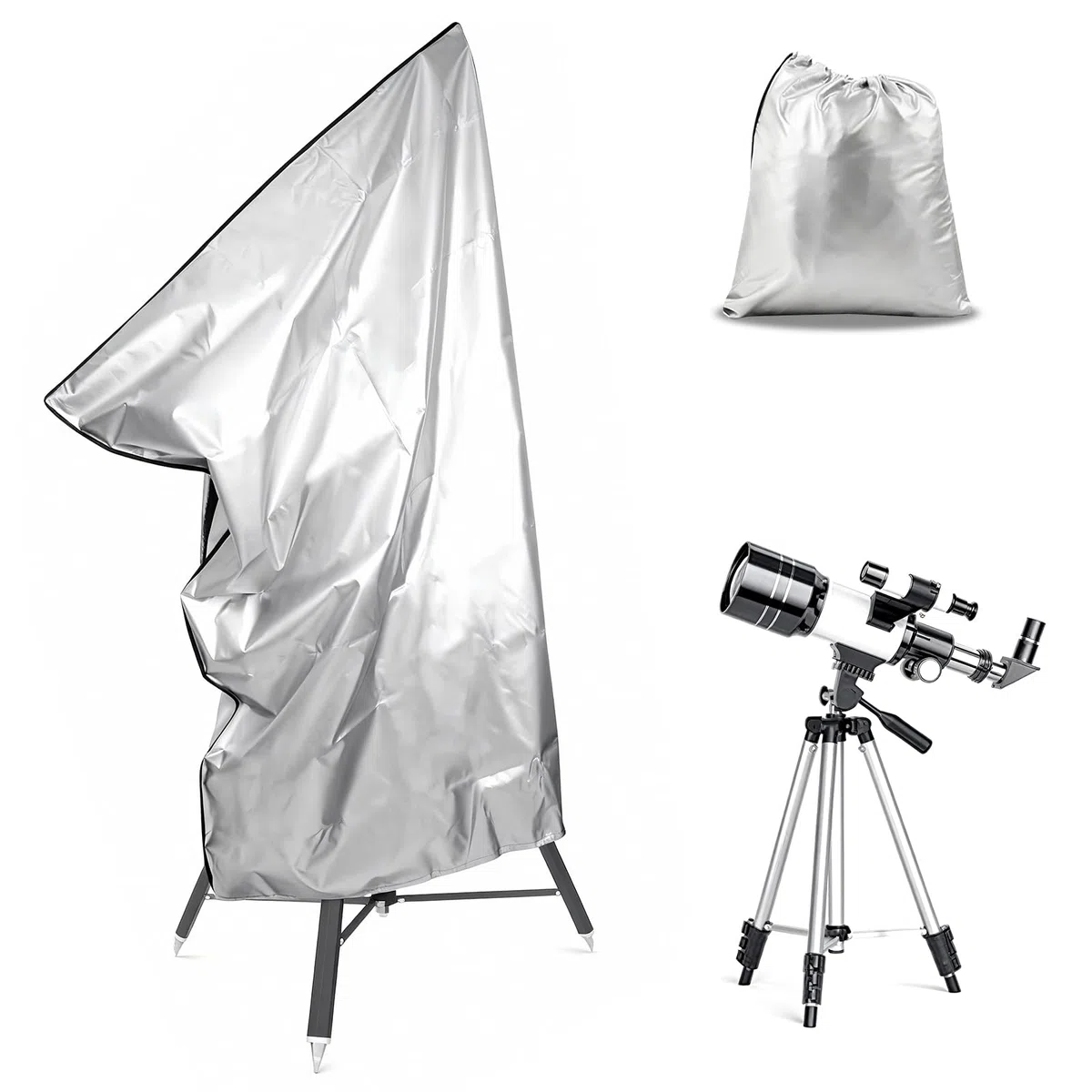 Cubierta telescópica de 120 x 160 cm – Protección contra el polvo/hojas/abono, protección solar, alta calidad, estable, para telescopios/prismáticos, almacenamiento interior y exterior
