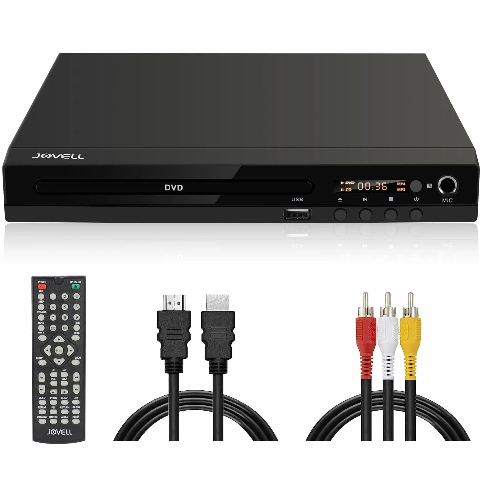 Reproductor de DVD con Euroconector, JOVELL Reproductores de DVD Multiregión para TV con Entrada USB, Salida HDMI AV, PAL NTSC Integrado, Reproduce Múltiples Formatos (No Compatible con BLU-Ray)