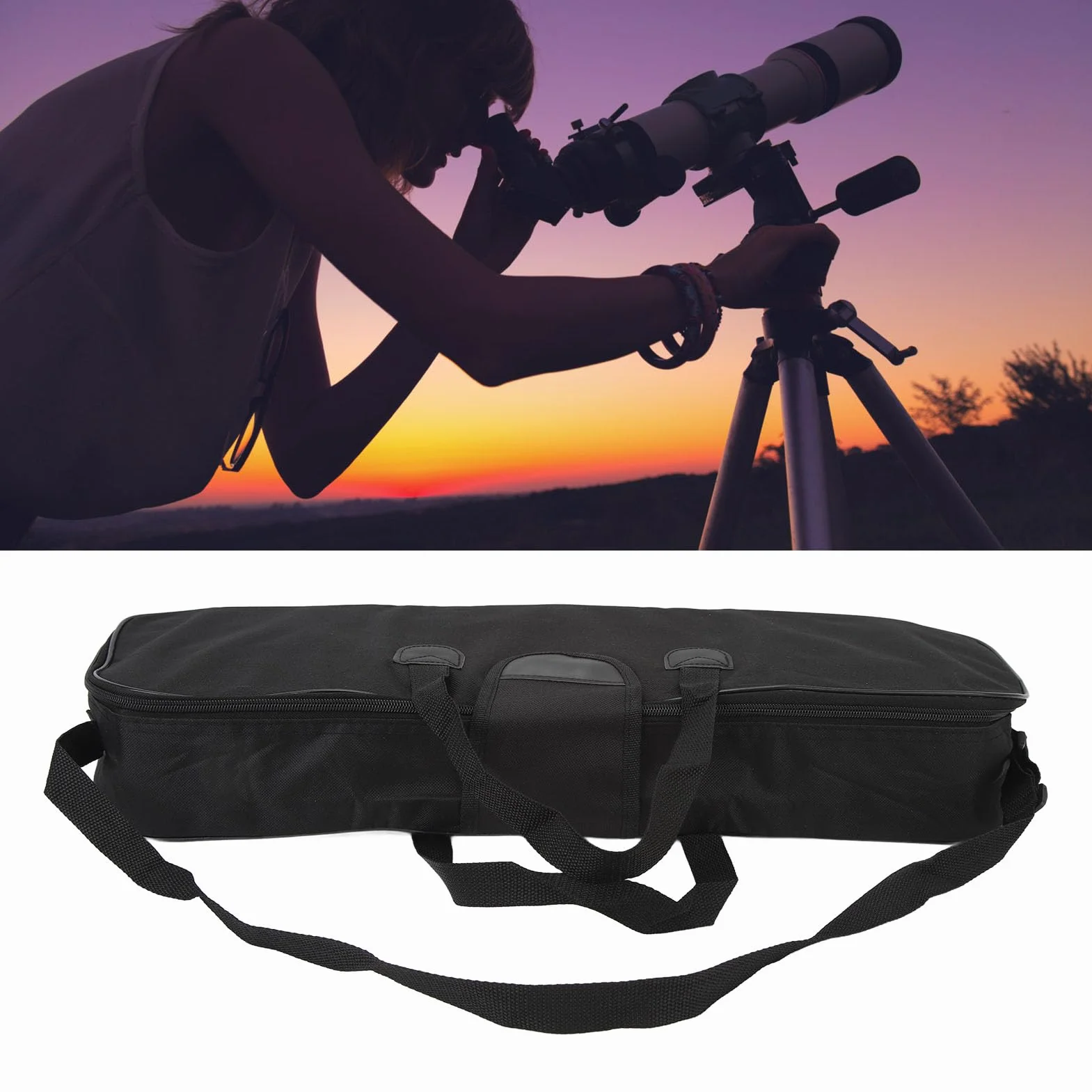 Bolsa Grande para Telescopio, Bolsa de Almacenamiento para Telescopio a Prueba de Golpes con Gancho Antideslizante, Estuche de Transporte Multiusos para Telescopio con Correa de