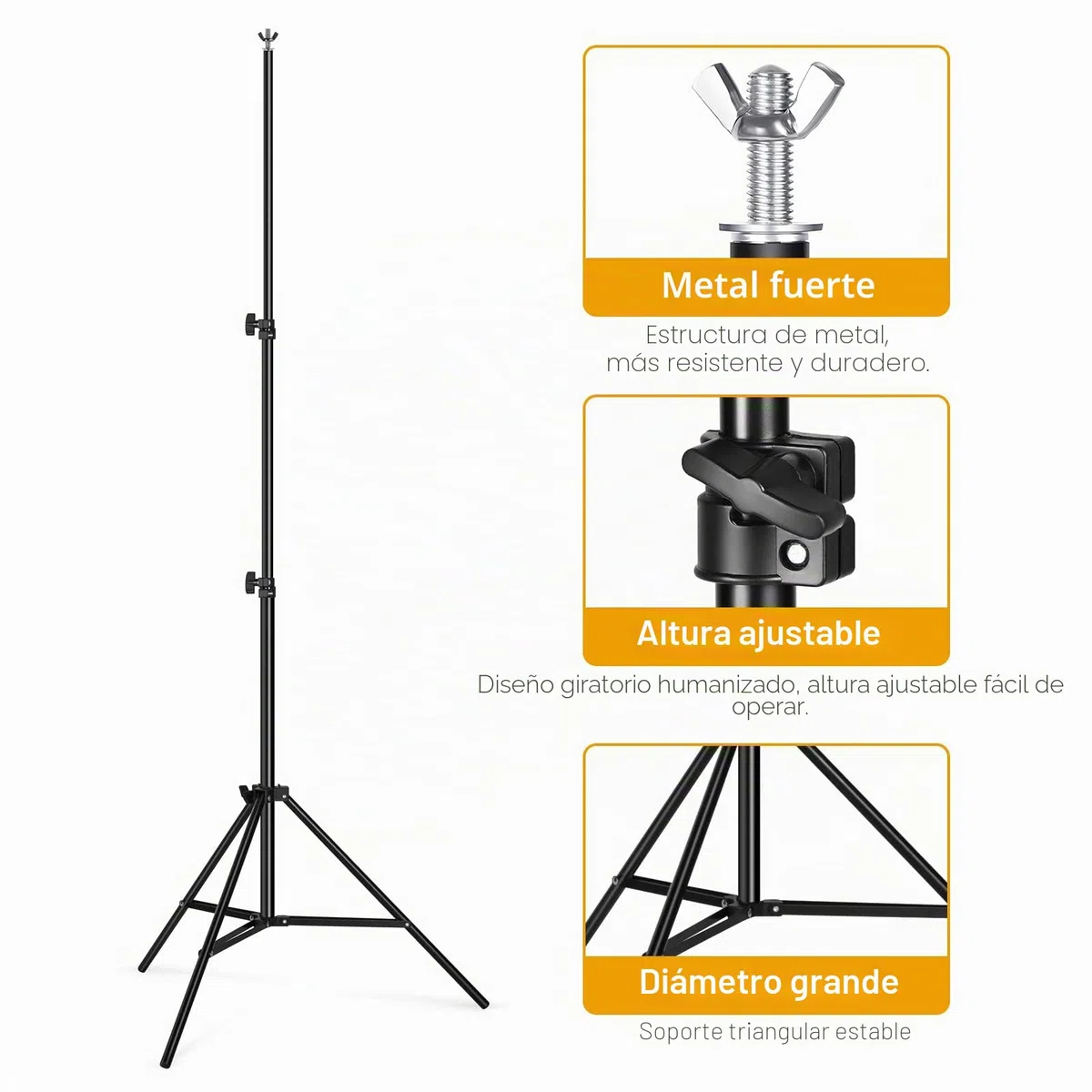 OMBAR - Soporte para Fondo fotográfico, 2 m x 3 m, Soporte de Lona proyector, Pinzas Fondo x 4, trípode Ajustable Profesional, Youtubeur Tiktok, decoración Bar, para Estudio de Fotos, Boda, difusión