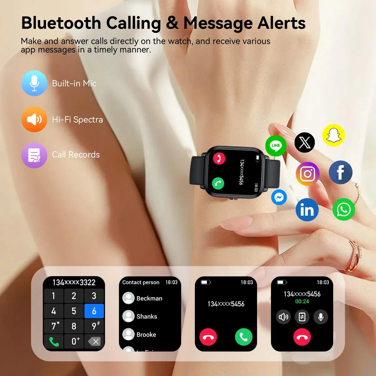 Reloj Inteligente Hombre Mujer, 1.83"HD Smartwatch con Llamadas Bluetooth, Batería de 1000mAh, Autonomía de 20 Días, Impermeable IP68, 110+ Deportivos Modos, Reloj Deportivo para Android iOS