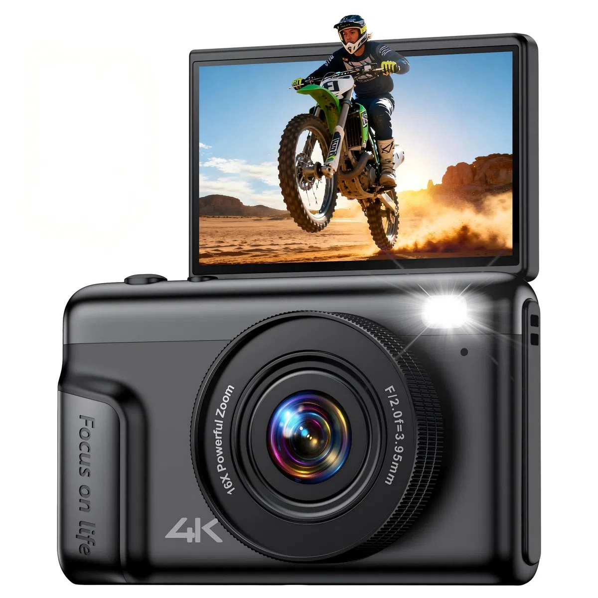4K Digital Camara de Fotos Compacta: 64MP Profesional Video Cámara con 16X Zoom - Regalo para Principiantes Adultos - Baratas Vlog Camera Niño Niña(No Hay Tarjeta SD)