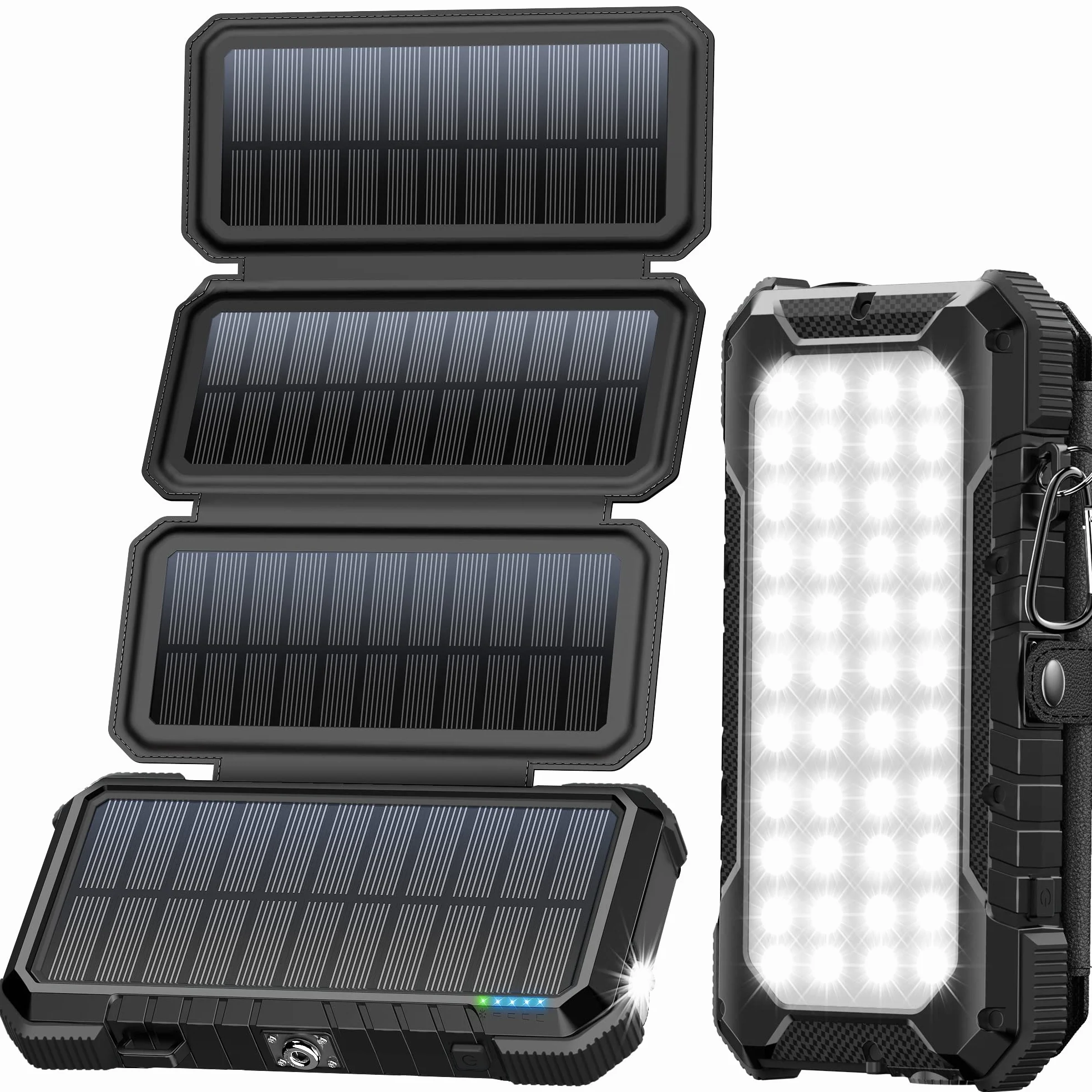 BLAVOR Solar Powerbank 20.000mAh Portátil Solar Cargador con 4 Paneles solares, batería Externa Impermeable al Aire Libre con 4 Puertos USB 18 W Cargador rápido QC 3.0 USB C Power Bank para teléfono