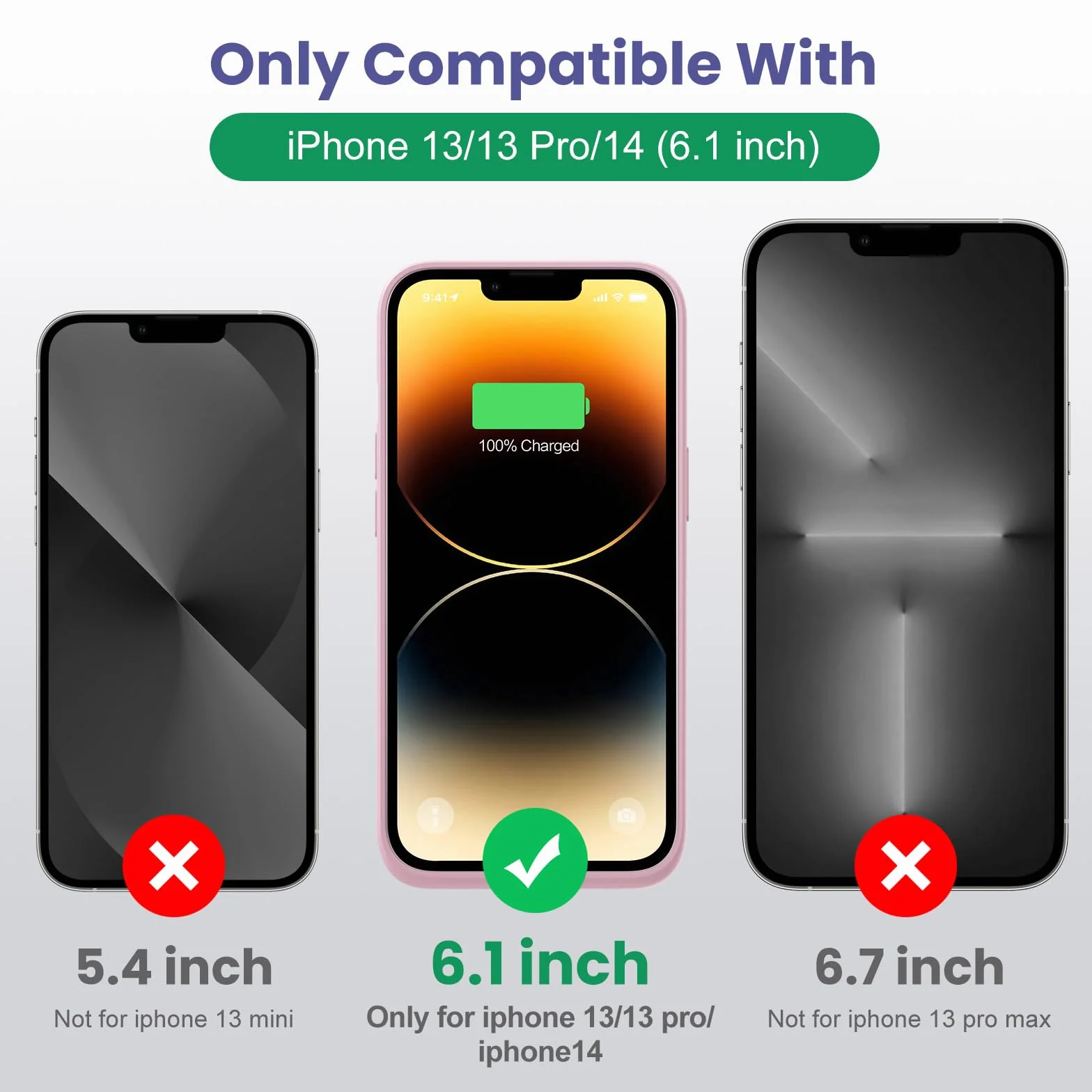 Funda Batería para iPhone 13/13 Pro/14(6,1"), 7500mAh Funda Cargador Portatil Carcasa de Carga Protectora Portátil, Ultra-Silm Carcasa Recargable de Carga Extendida para iPhone 13/13Pro/14-Rosa