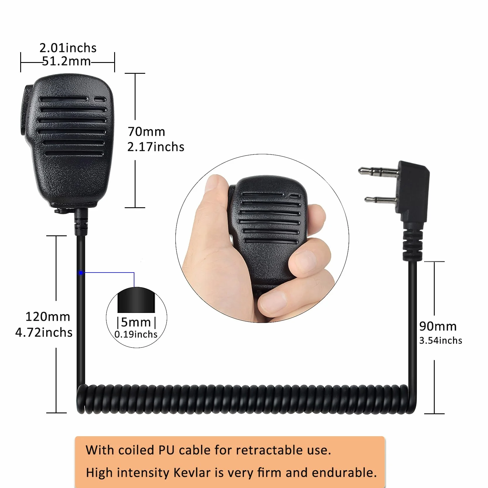 HYS Micrófono de mano compatible con emisoras de radio President Randy III CB | Micrófono de altavoz apto para radios Randy 3 | con botón PTT