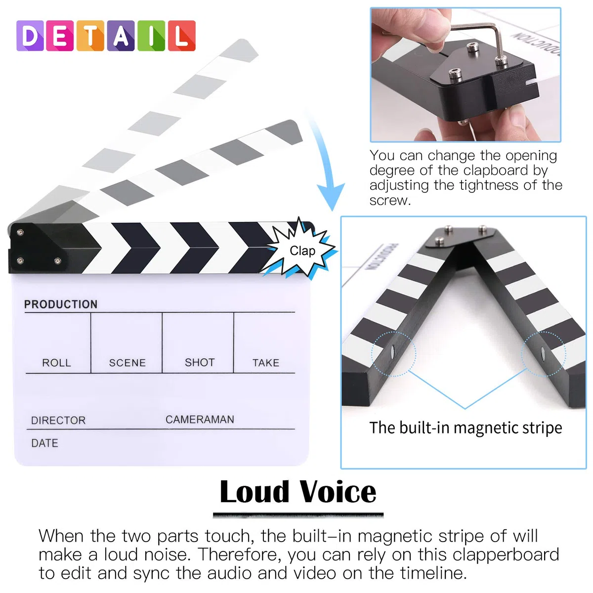 Glarks Juego de 8 tablillas para directores de película acrílica de 25,4 x 30,4 cm, tablero de clapper de Hollywood con borrador y llave hexagonal para producción de películas y fiestas temáticas
