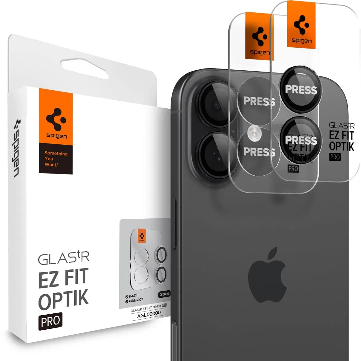 Spigen Glas.tR EZ Fit Optik Pro Protector de Cámara para iPhone 17, iPhone 16/16 Plus, Negro, 2 Unidades, Instalación Fácil, 9H Dureza, Anti-Arañazos