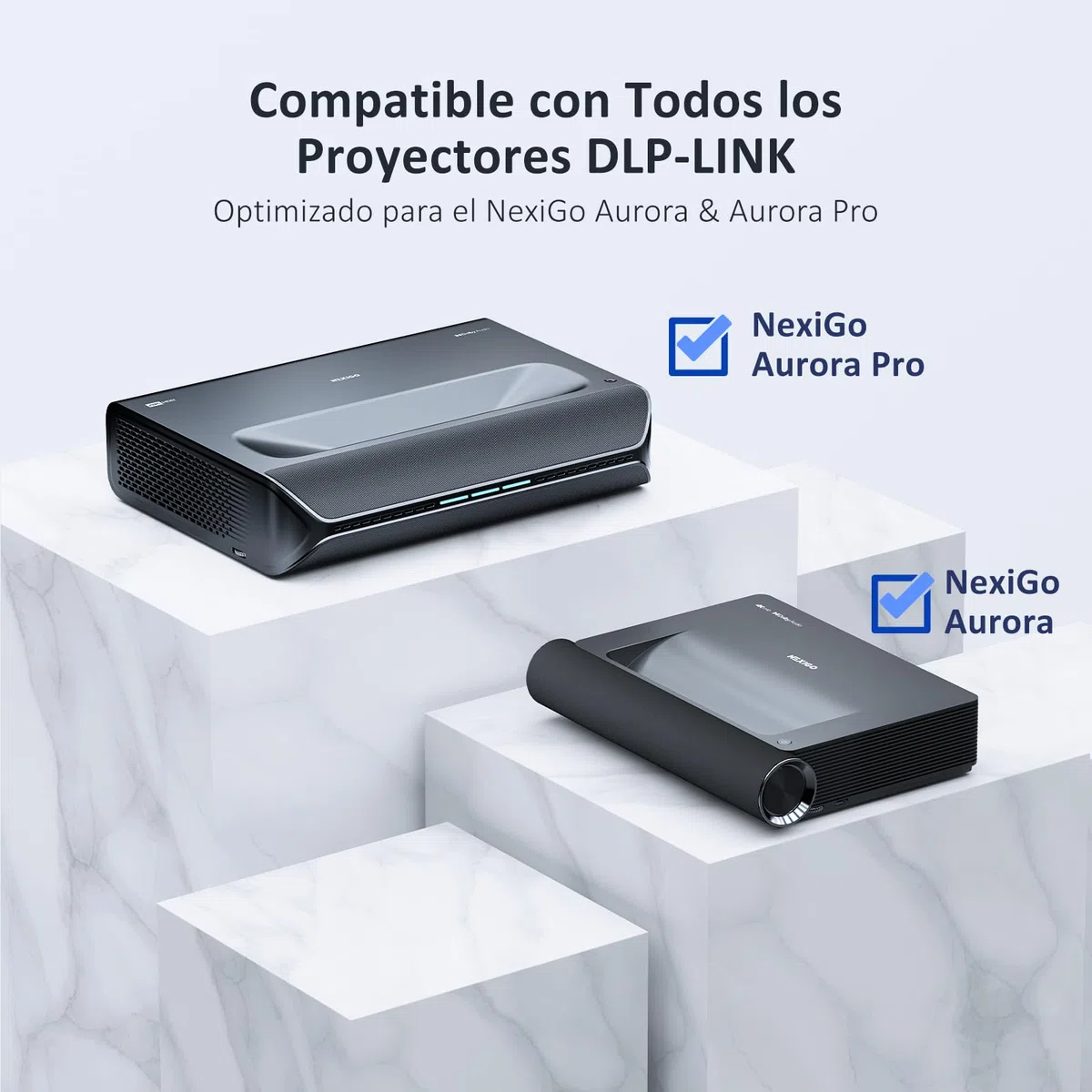 NexiGo Gafas 3D de Enlace DLP, Recargables, Activas con Obturador 3D, Compatible con Aurora, Aurora Pro (Negro - Paquete de 2)