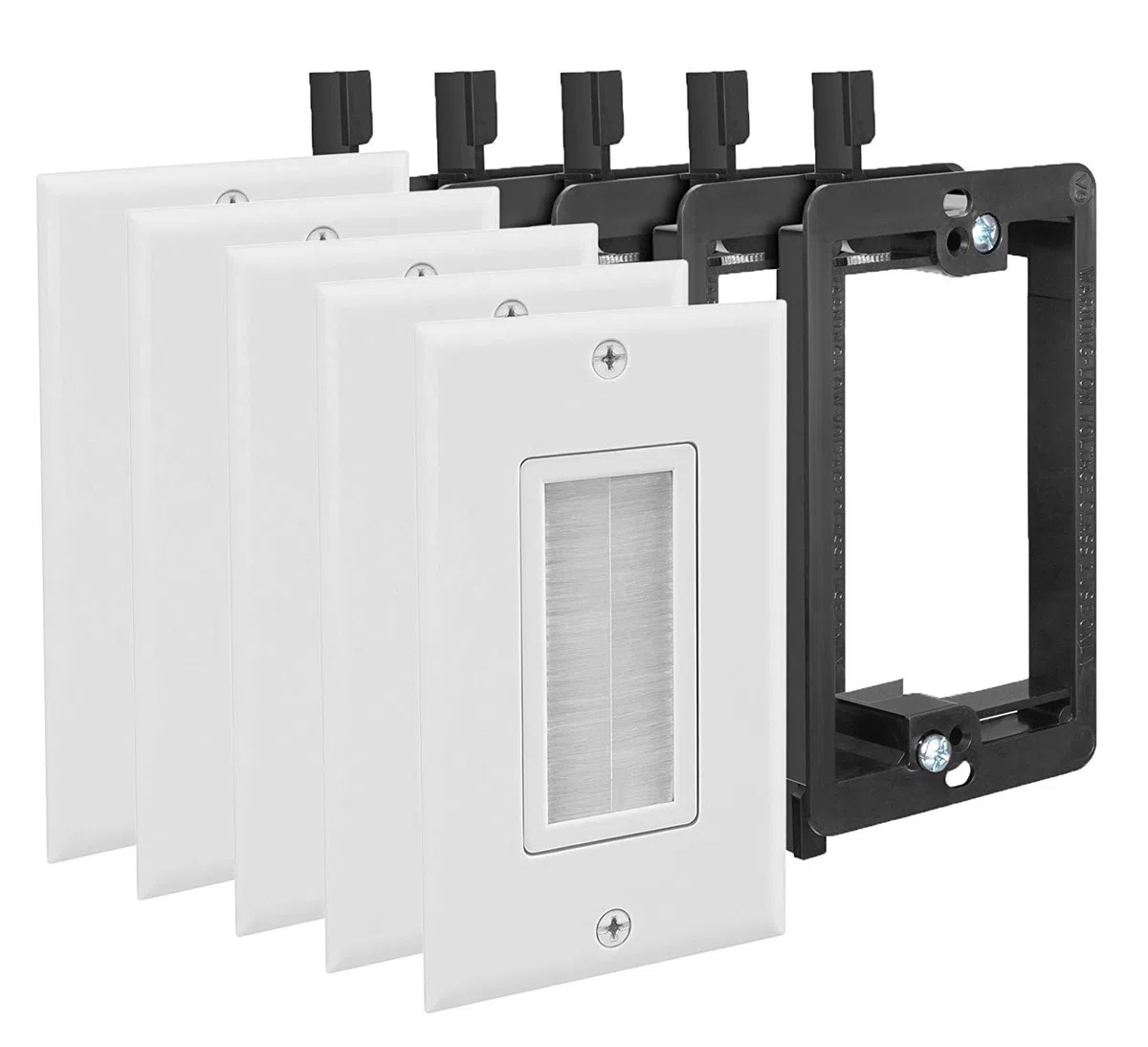 Fosmon Cable Wallplate - Cepillo para archivos de altavoces, consolas de juegos o televisores de pared (cable coaxial, HDTV, HDMI), color blanco