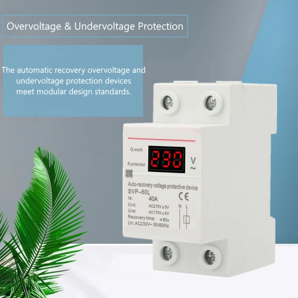 230V 40A Protector de protección contra sobretensiones Dispositivo de protección contra sobrecargas y sobretensiones Protección contra sobretensiones Riel de sombrero de copa Protector de montaje en r