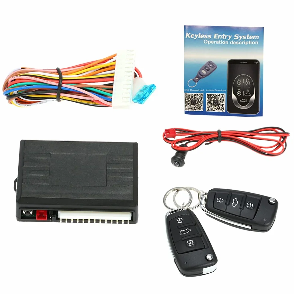 Shkalacar Cierre Centralizado Universal Coche, Bloqueo de Puerta de Auto, Sistema de Entrada Sin Llave Central, Kit de Bloqueo con Control Remoto, Control de Telefono Movil