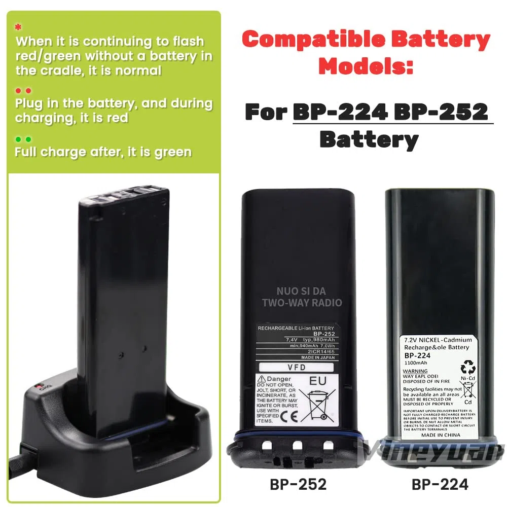 BC-173 Cargador de Escritorio para Icom IC-M2A IC-M2 IC-GM1600 IC-M32 IC-M31 IC-M32 IC-M33 IC-M34 IC-M35 IC-M36 BP-224 BP-252 BP-234 Cargador de batería