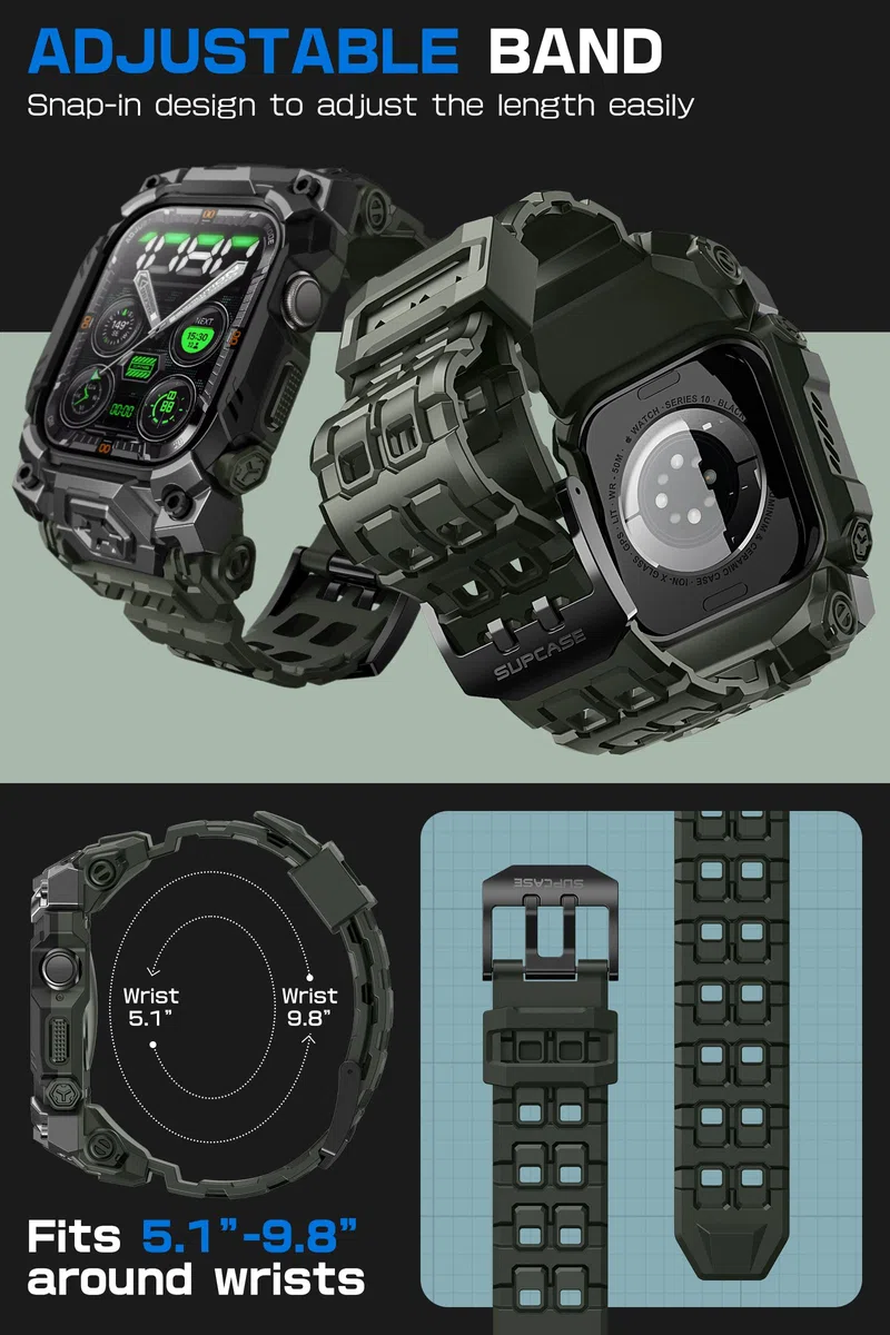 SUPCASE Funda para Apple Watch 11/10 de 46 mm con correa (mineral de escarabajo unicornio), antiarañazos, protección de grado militar, funda resistente deportiva para hombre con correa ajustable