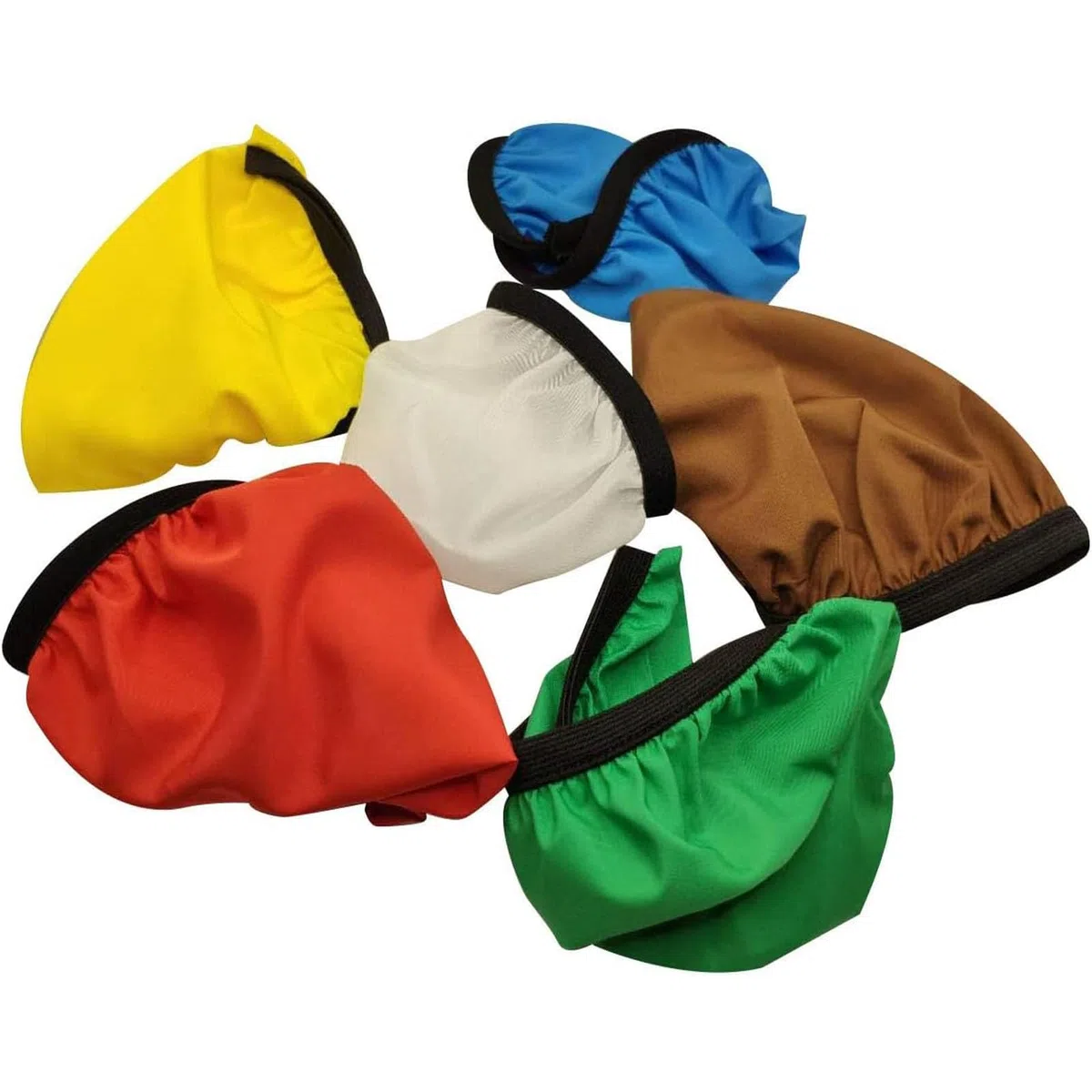 Paquete de 6 calcetines difusores de luz suaves con banda elástica para reflector estándar de 18 cm, rojo, amarillo, azul, marrón, verde, blanco para reflector de montaje Bowen estándar de