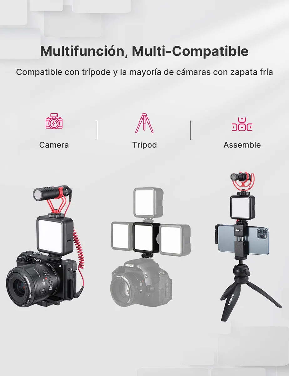 Luz de Relleno Led para Vídeo, Fotografia, ULANZI VL49 RGB, Ajustable 2500-9500K, 2000 mAh Incorporada Batería, Lámpara Iluminación Continua para DSRL Cámara