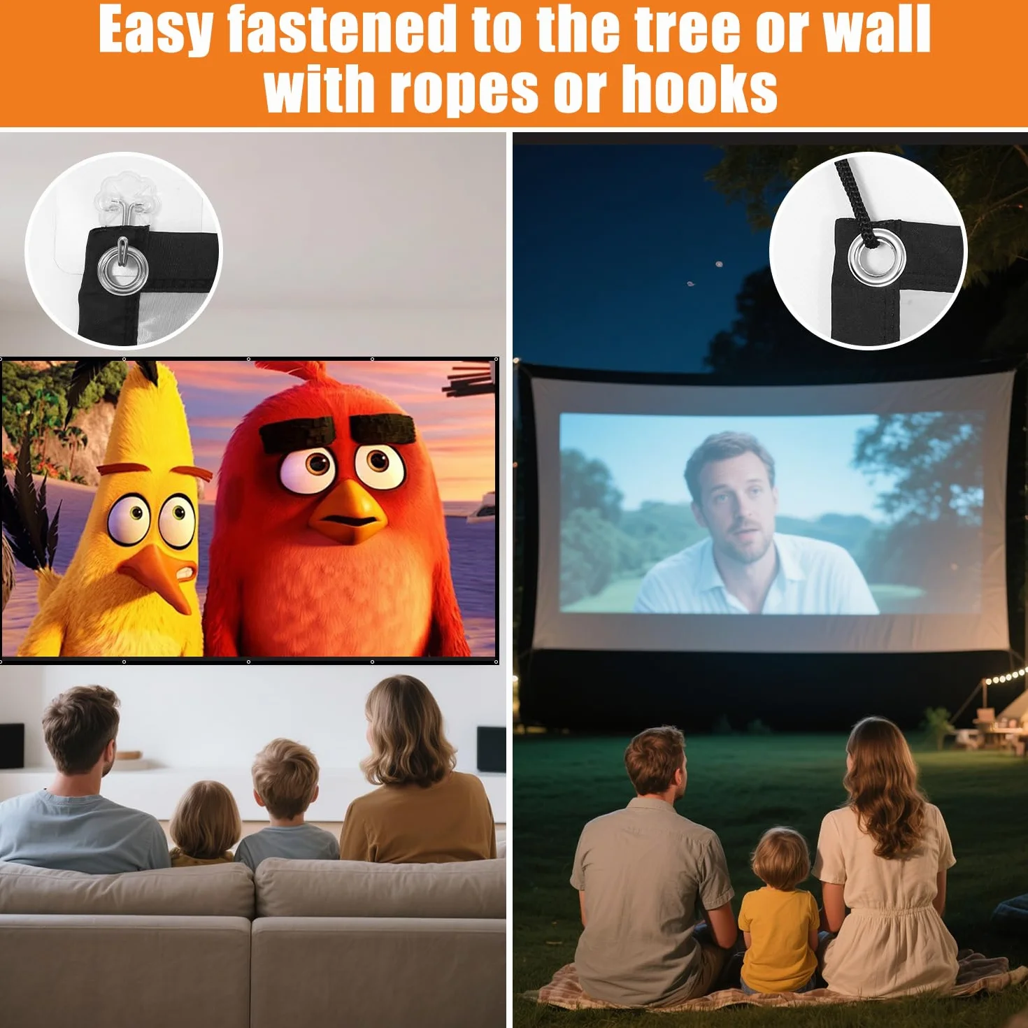 Pantalla de Proyector 120 Pulgadas, Ultra 4K 16:9 FHD, Plegable de Doble Cara, Ideal para Cine en Casa y Juegos, Adecuada para el hogar, la Oficina, la Escuela y el