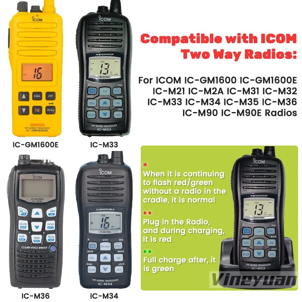 BC-173 Cargador de Escritorio para Icom IC-M2A IC-M2 IC-GM1600 IC-M32 IC-M31 IC-M32 IC-M33 IC-M34 IC-M35 IC-M36 BP-224 BP-252 BP-234 Cargador de batería
