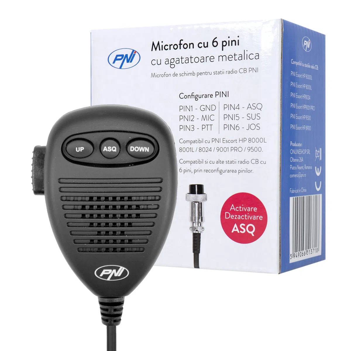 Micrófono de 6 Pines con Parte metálica para Estaciones de Radio PNI