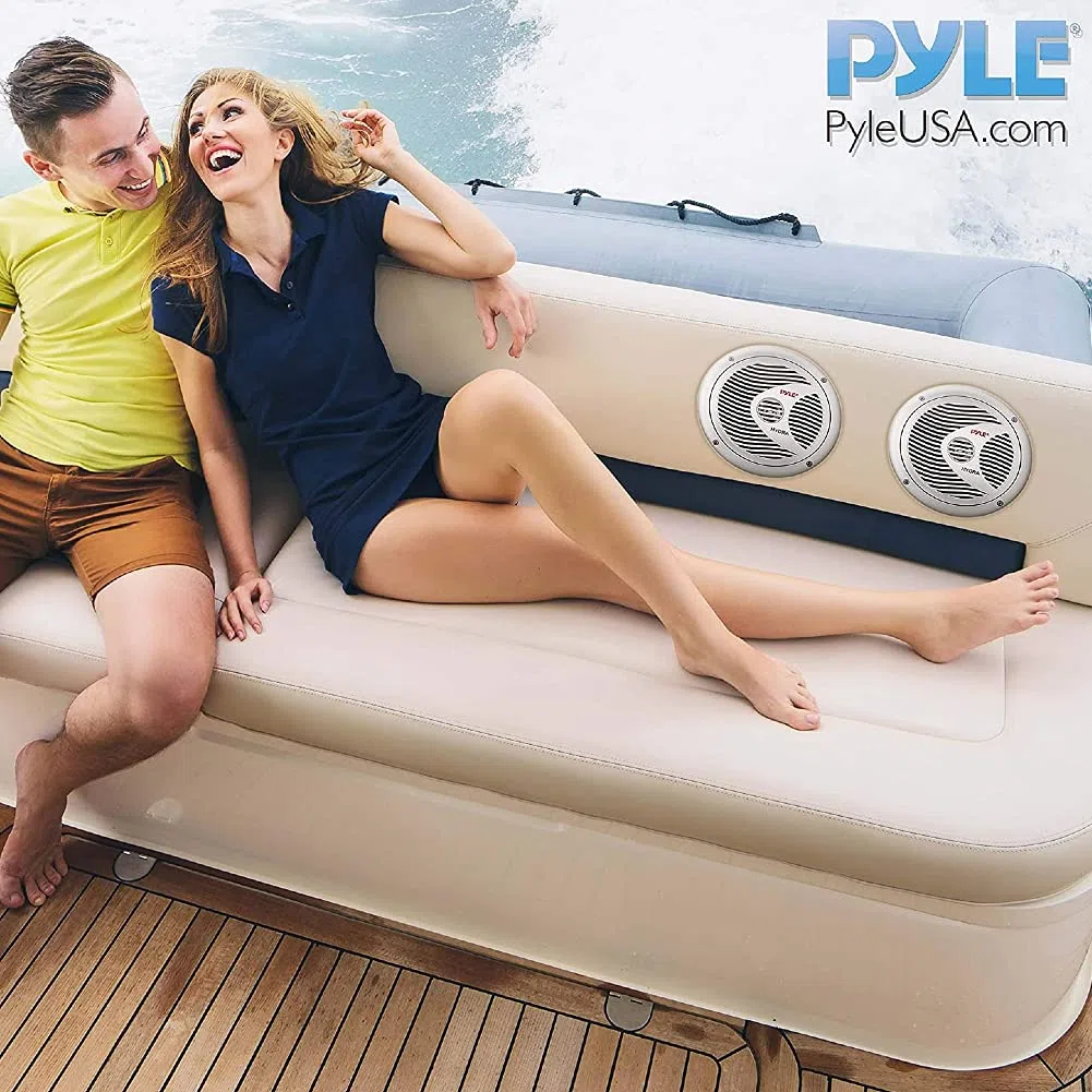 2 PYLE PLMR60S 18 cm 180 mm altavoces de doble cono plata impermeable piscina de mar barco hotel restaurante 75 watt rms 150 watt max, par