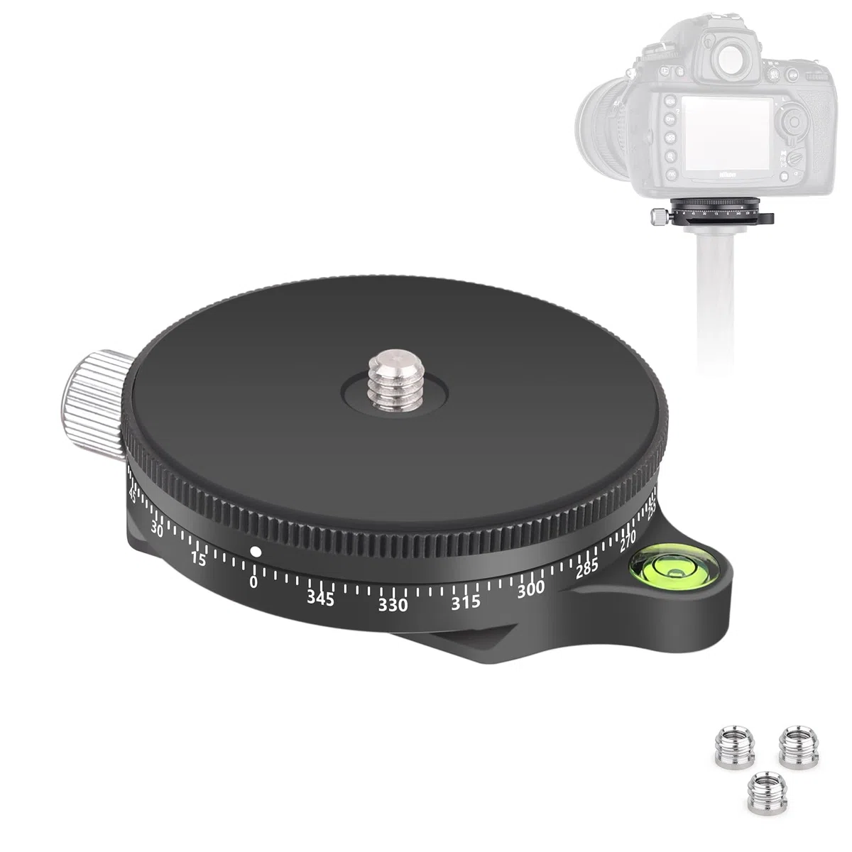 ARTCISE Cámara Base de panorámica con Placa de Estilo, Cabezal panorámico con Nivel de Burbuja para cámaras DSLR monopié con trípode, Carga máxima: 15 kg