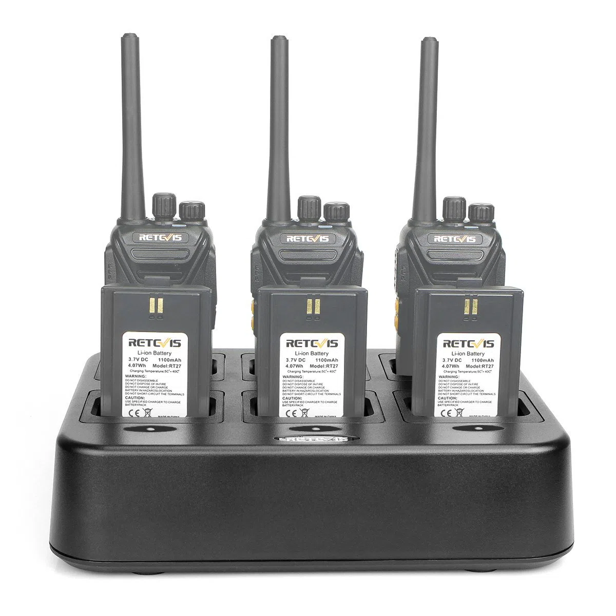 Retevis RT27 Cargador de Base de Radio Cargador de 6 vías para Walkie Talkies Retevis RT27 (Negro, 1 Pieza)