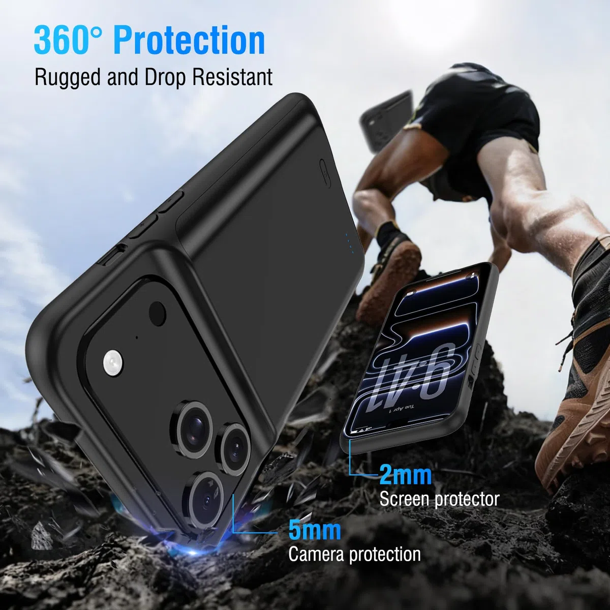 Funda de Batería para iPhone 17 Pro MAX (6.9 Pulgadas), Cargador Portátil de 8500 mAh, Funda Ultrafina con Batería Extendida, Cargador de Teléfono Y Funda Protectora con Función de Carga para