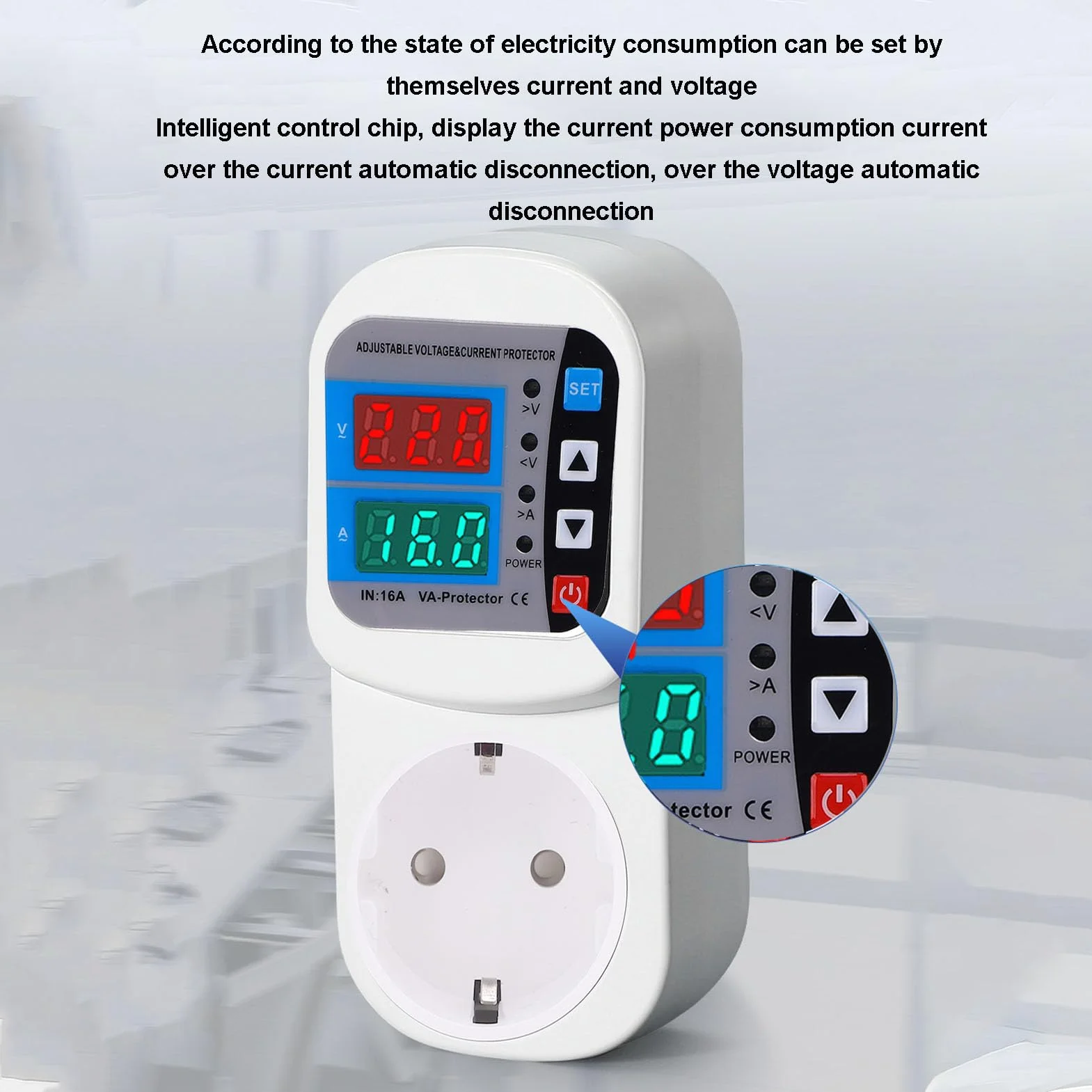 Protector Voltaje Ajustable LCD | Relé 16A Persianas Seguridad Nevera Aire TV Electrodomésticos