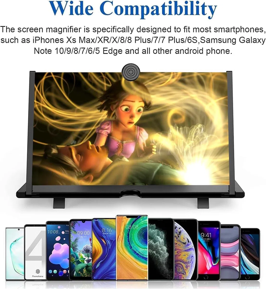Amplificador de Pantalla para movil 18 Pulgadas, 3D Lupa para móvil, HD Amplificador de Pantalla movil, Lupa Pantalla Plegable para Todos los Smartphones