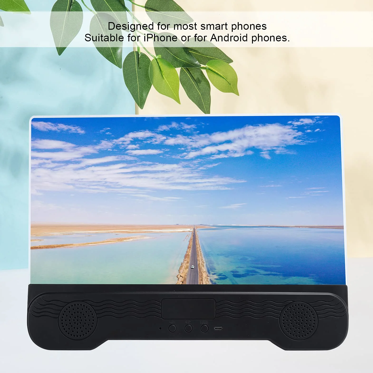 Denash Lupa de Pantalla de Teléfono de 14 Pulgadas, Tecnología óptica de Zoom HD con Altavoz, Material Antiluz Azul y Antideslumbrante, Soporte Ajustable para Teléfonos Inteligentes