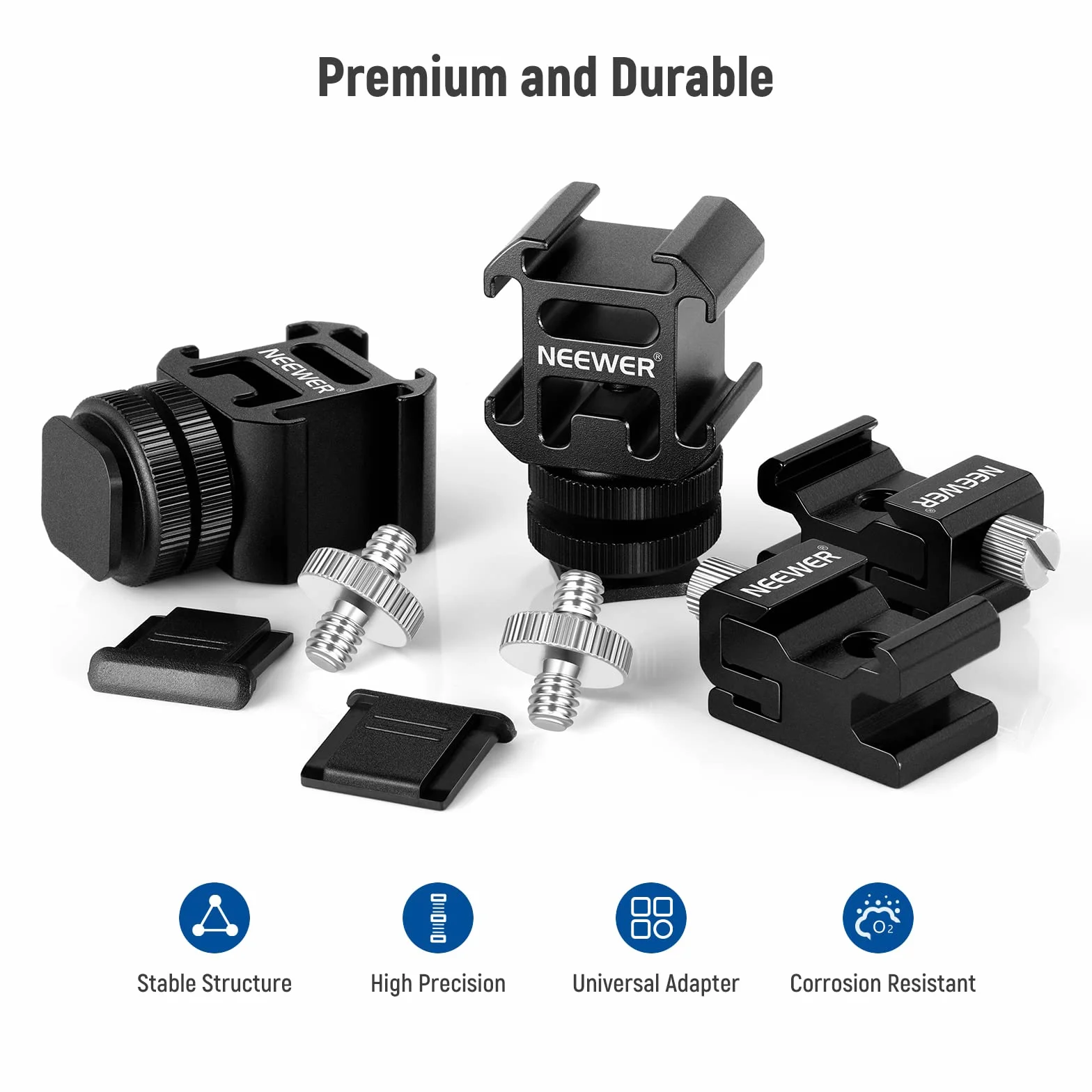 NEEWER 8 PCs Adaptador Montura Zapata Caliente Kit, Tornillo 1/4", Soporte Pie Flash y Cubierta Zapata; Compatible con Cámaras DSLR, Luces LED, Micrófonos, Soportes de Iluminación y Monitores