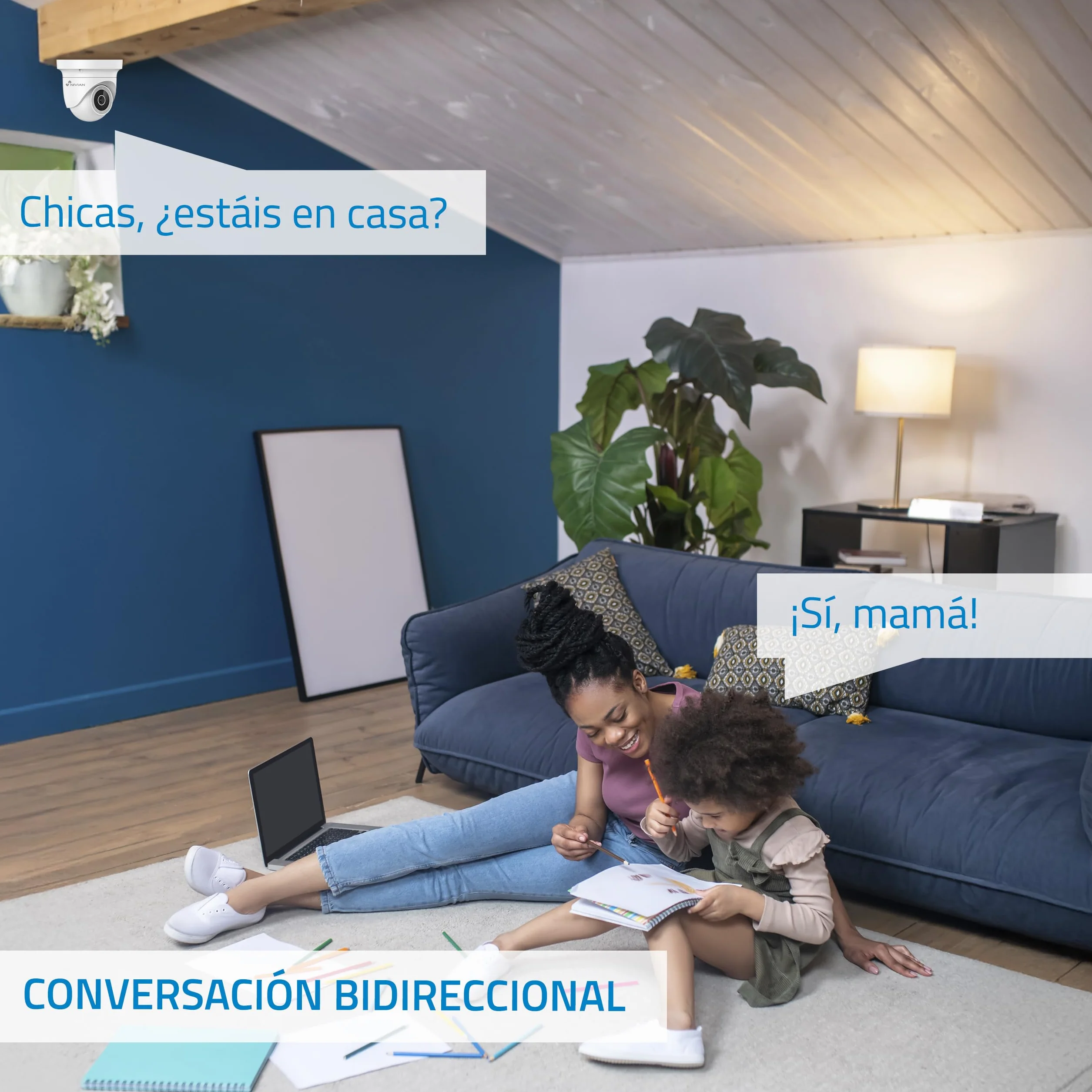 NIVIAN Cámara de Seguridad Motorizada 2K con WiFi, Detección de Movimiento, Visión Nocturna, Audio Bidireccional, Seguimiento Automático y Control por Voz y App Tuya