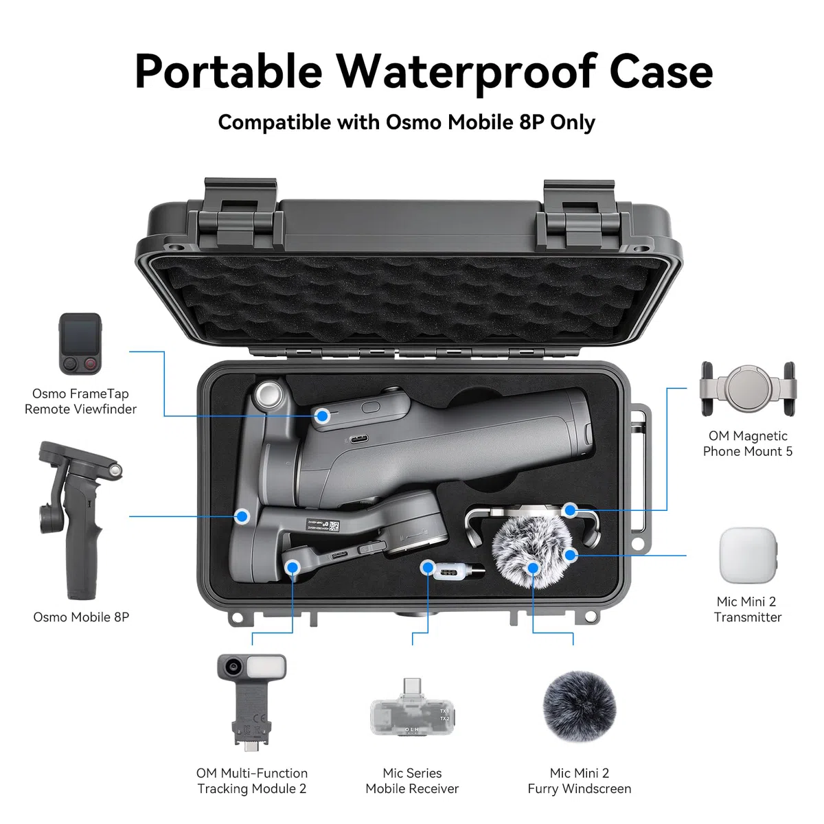 FPVtosky Estuche Rigido para dji Osmo Mobile 8P, Funda Portátil Impermeable de EVA para el Estabilizador Pack para Creadores Osmo Mobile 8P, Ideal para Viajes, Acampadas y Fotografía al Aire Libre