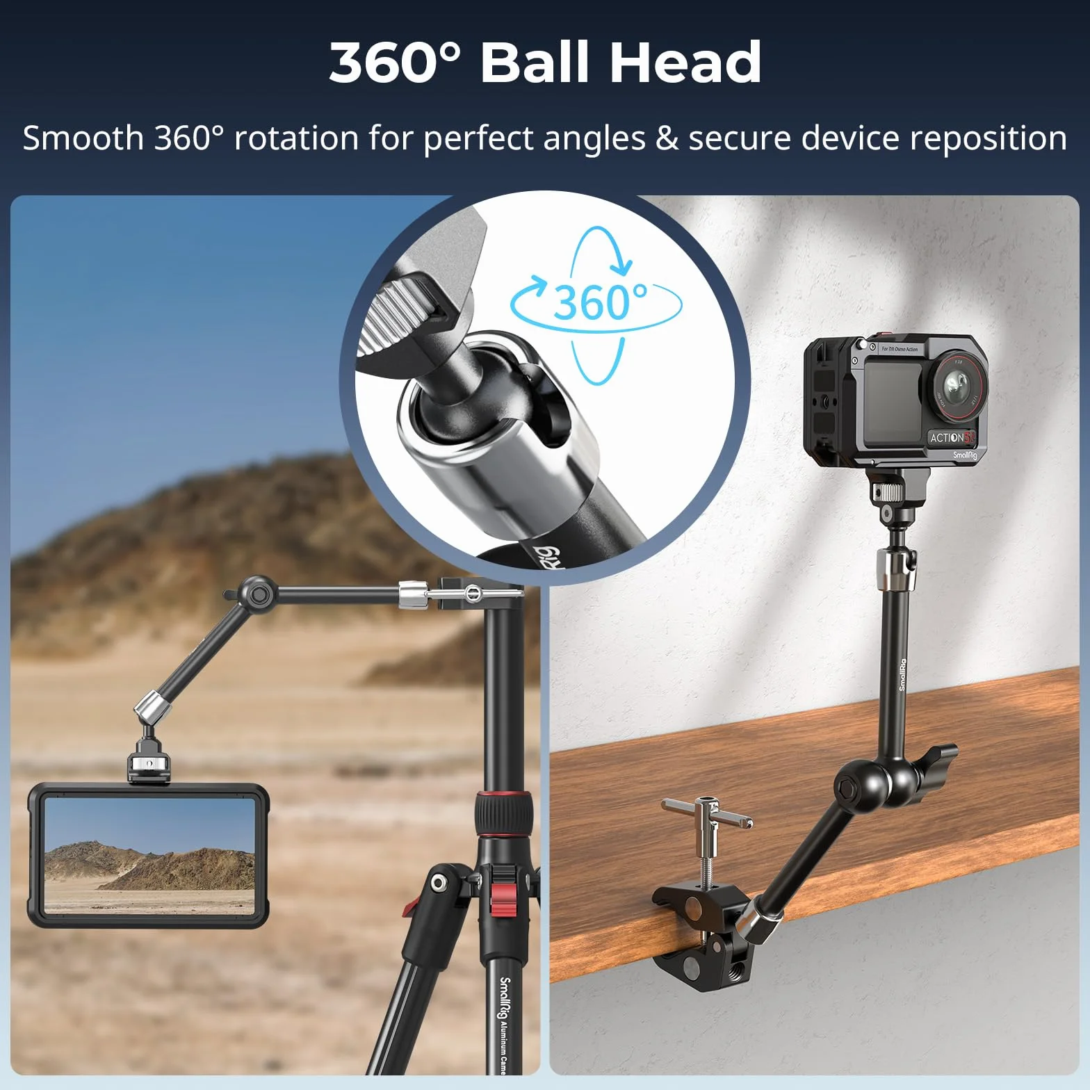 SMALLRIG Brazo mágico de 11 pulgadas con pinza en forma de cangrejo, brazo con tornillo de 1/4"-20 y pasadores retráctiles, para cámaras de acción, monitores, lámparas de video y micrófonos - 5311